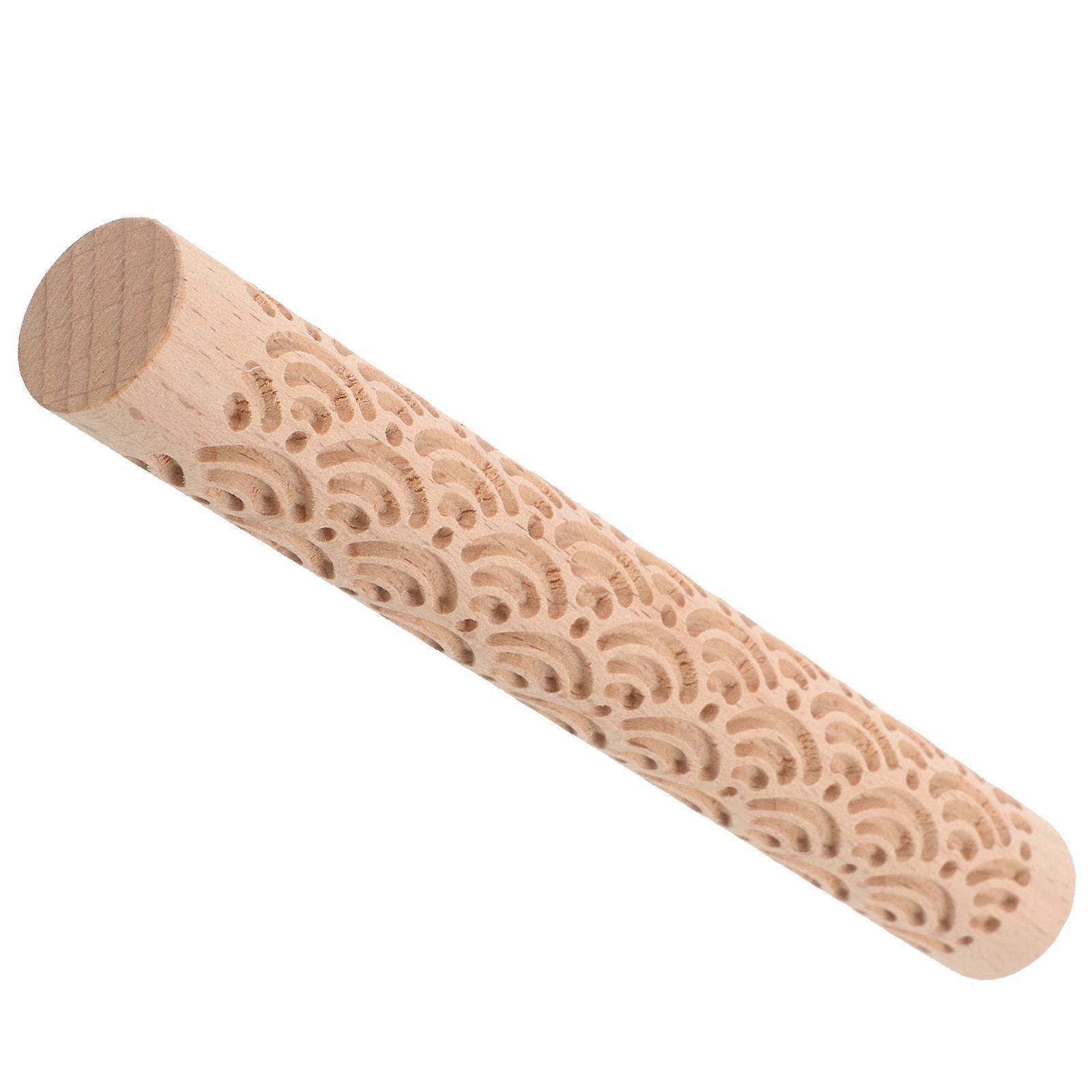 Wooden Clay Texture Roller Beige for Home Use Patterned Stamping Durable Clay Texture Roller