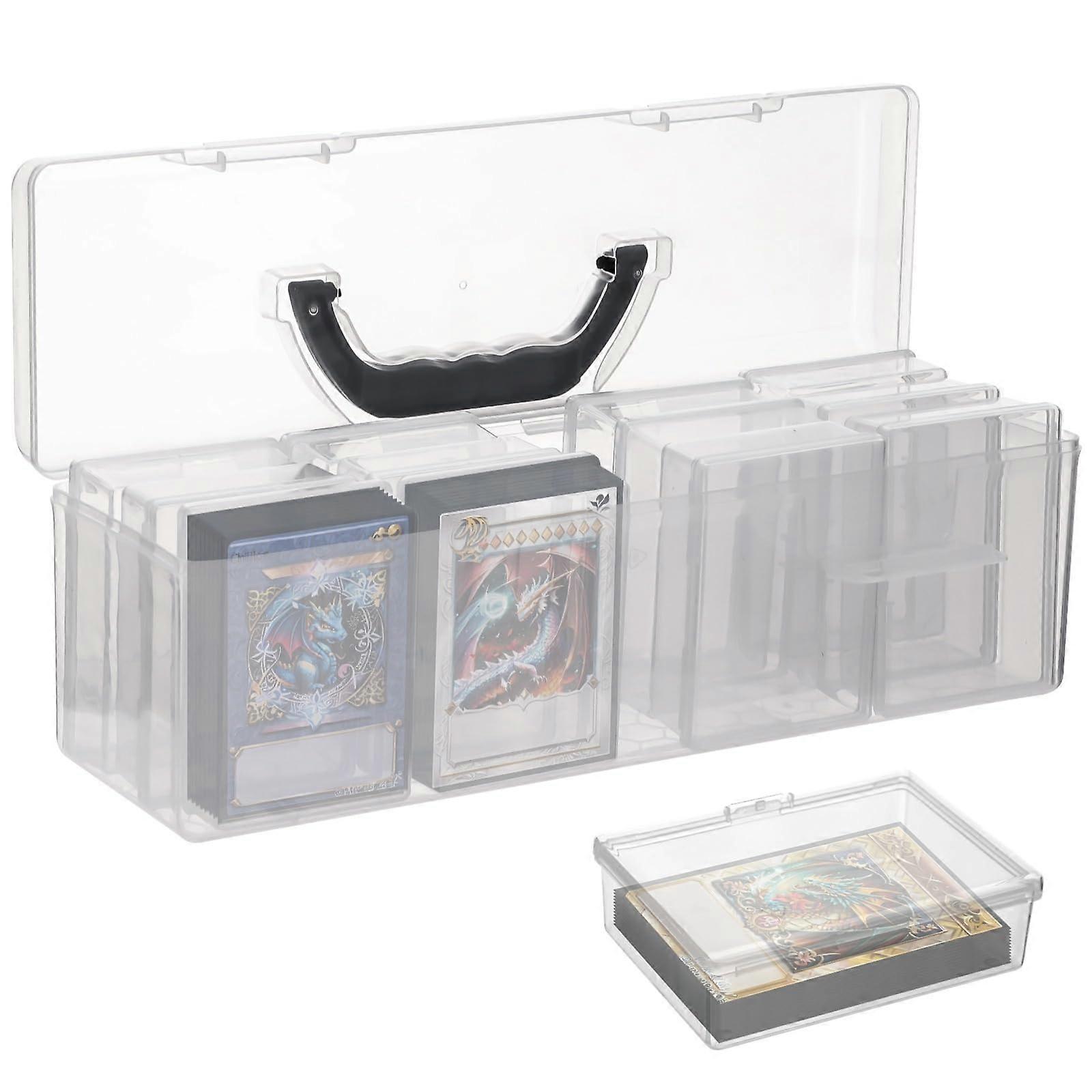 14piece card storage box set with 13 small boxes and 1 large case, portable for baseball, playing cards, and more.