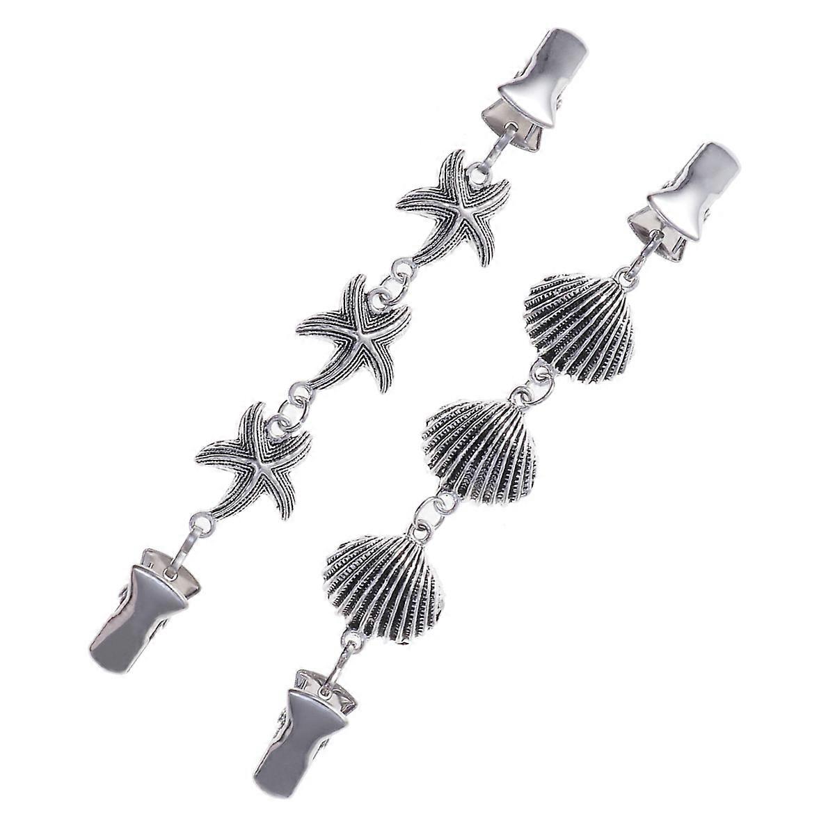 Cardigan Clips Classic Design Shell Shape Alloy Sweaters Hold 2Pcs