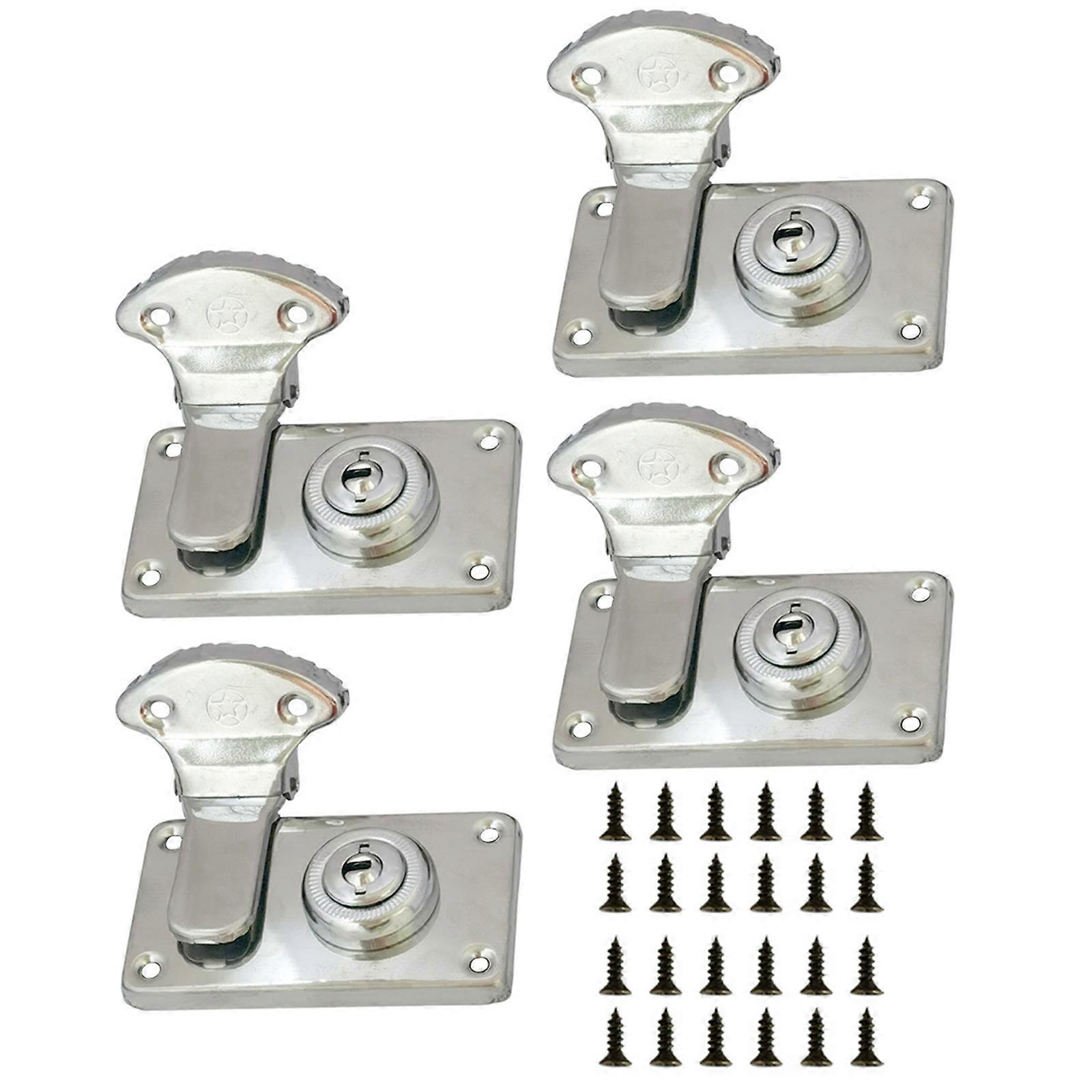 Vintage Styles Snap Latches Home Accessory Portable for Furniture and Crafting Includes Key and Screws 4Pieces Silver