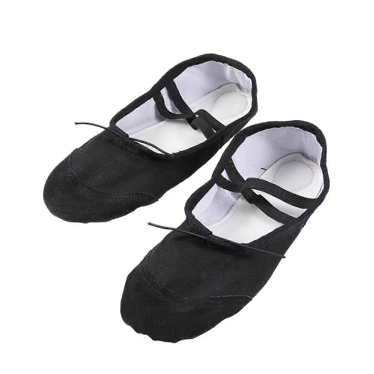 Ballet Shoes Anti-Slip Elastic Band Design Durable Use for Ballet Dance Black 1Pair