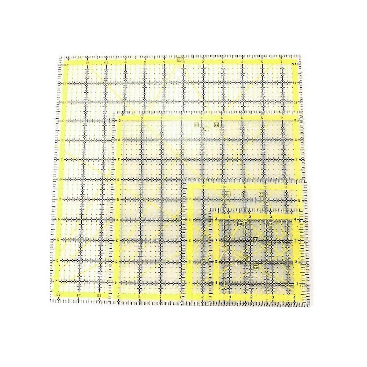 4PCS Multifunctional Acrylic Patchwork Ruler Tool Set Measuring Ruler Square Sewing Ruler Laser Cutt