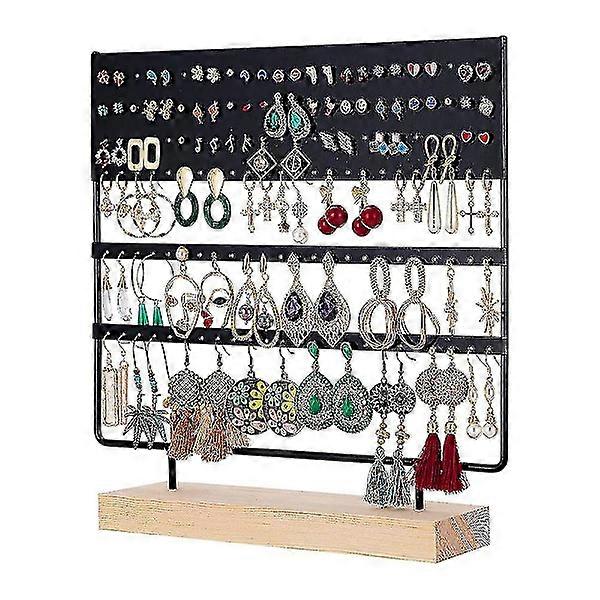 Earring Stand Display Rack 3-Layer Earring Stud Holder Jewelry Organizer（Black）