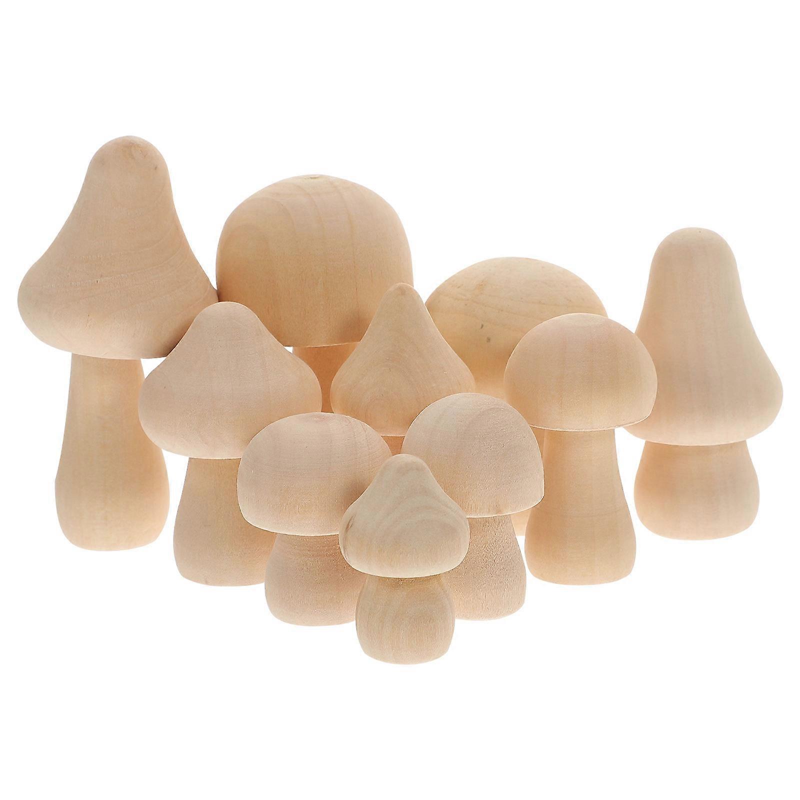 子供のおもちゃ木製キノコモデル無塗装のクラフトおもちゃ10個