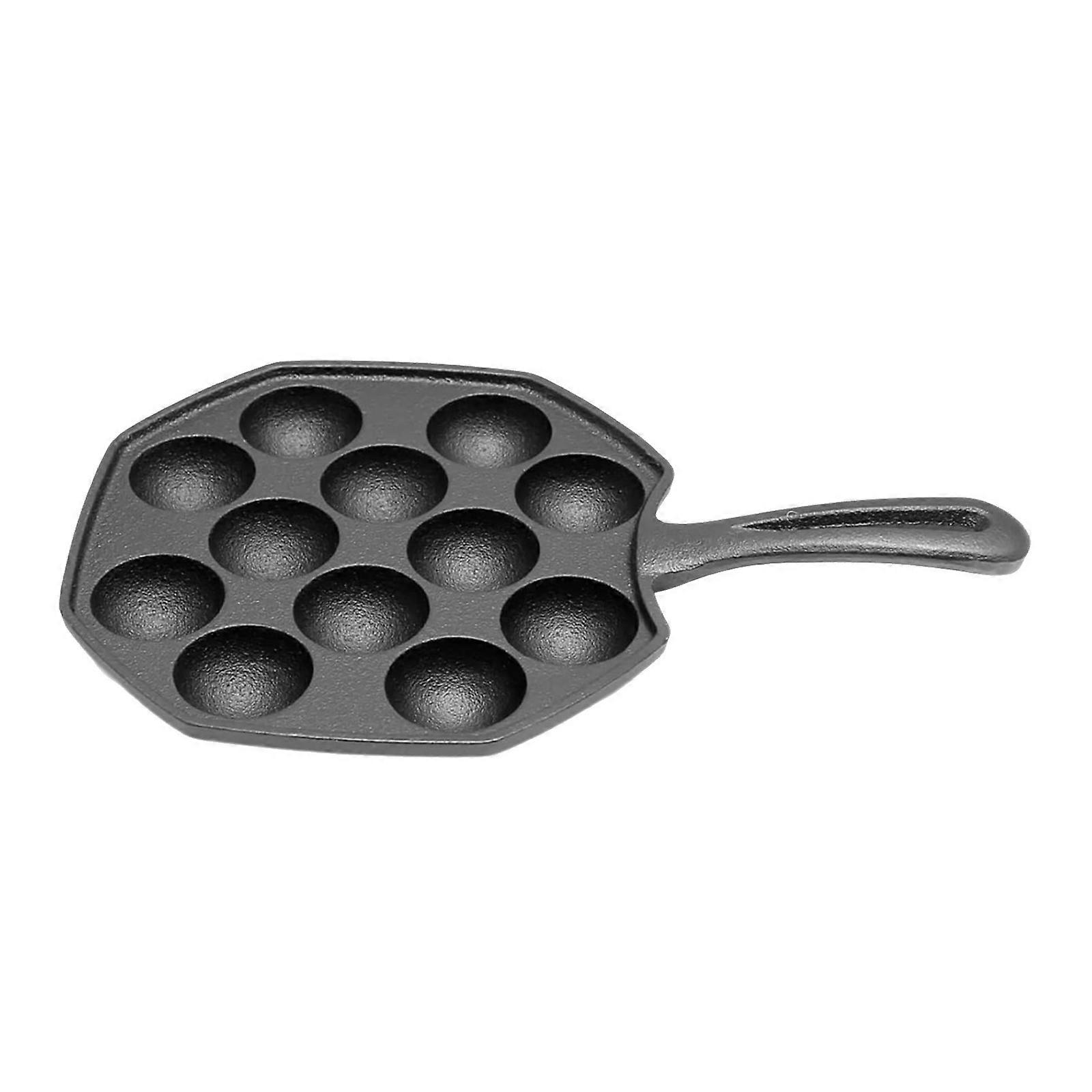 Iron Takoyaki Cooking Plate Pan With Long Handle 14 Half Sphere Octopuses Ball Maker Compatibles With All Heat Sources Multicolor