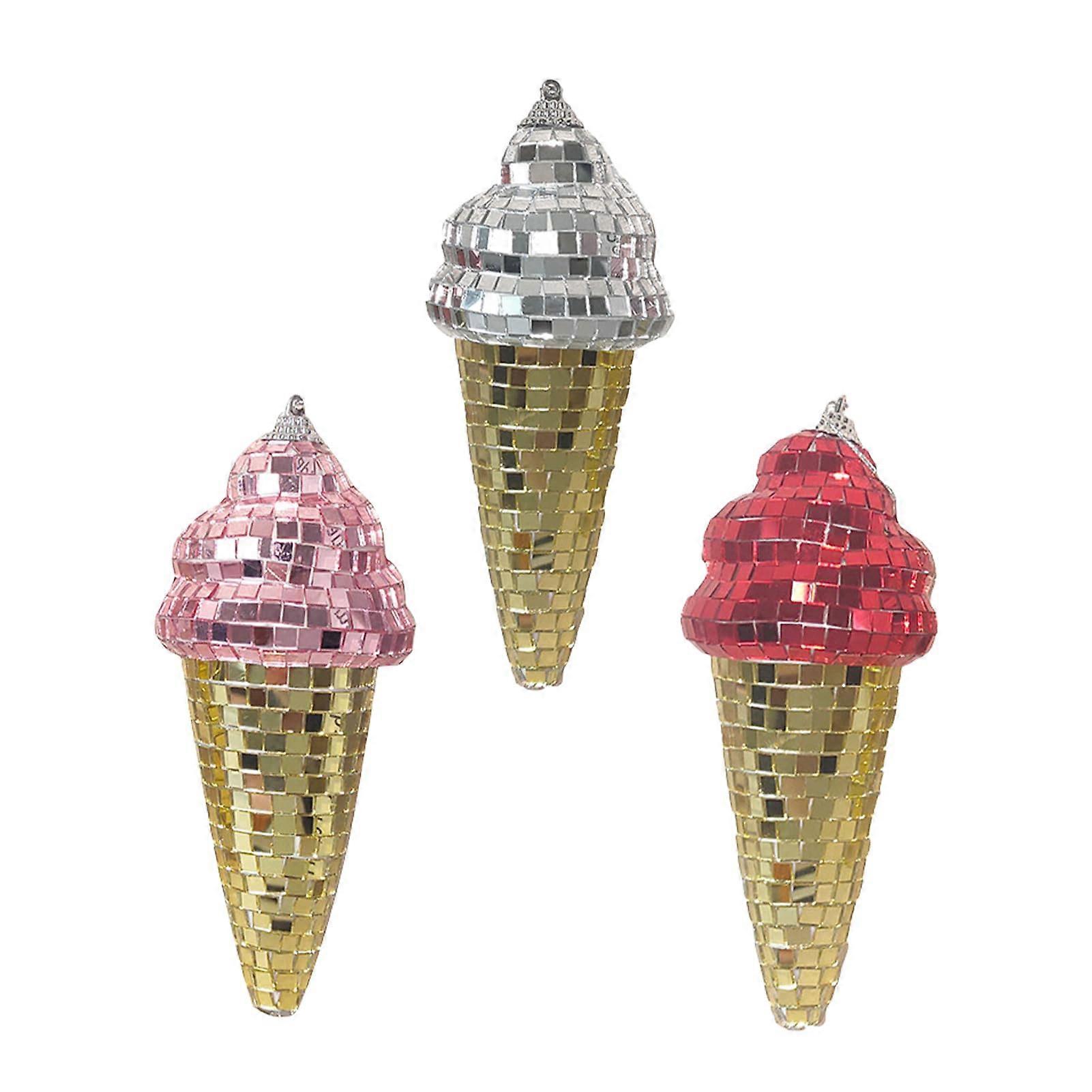 Disco Mirror Ball, Pack of 3 Ice Cream Mirror Disco Ball, Disco Ball Props