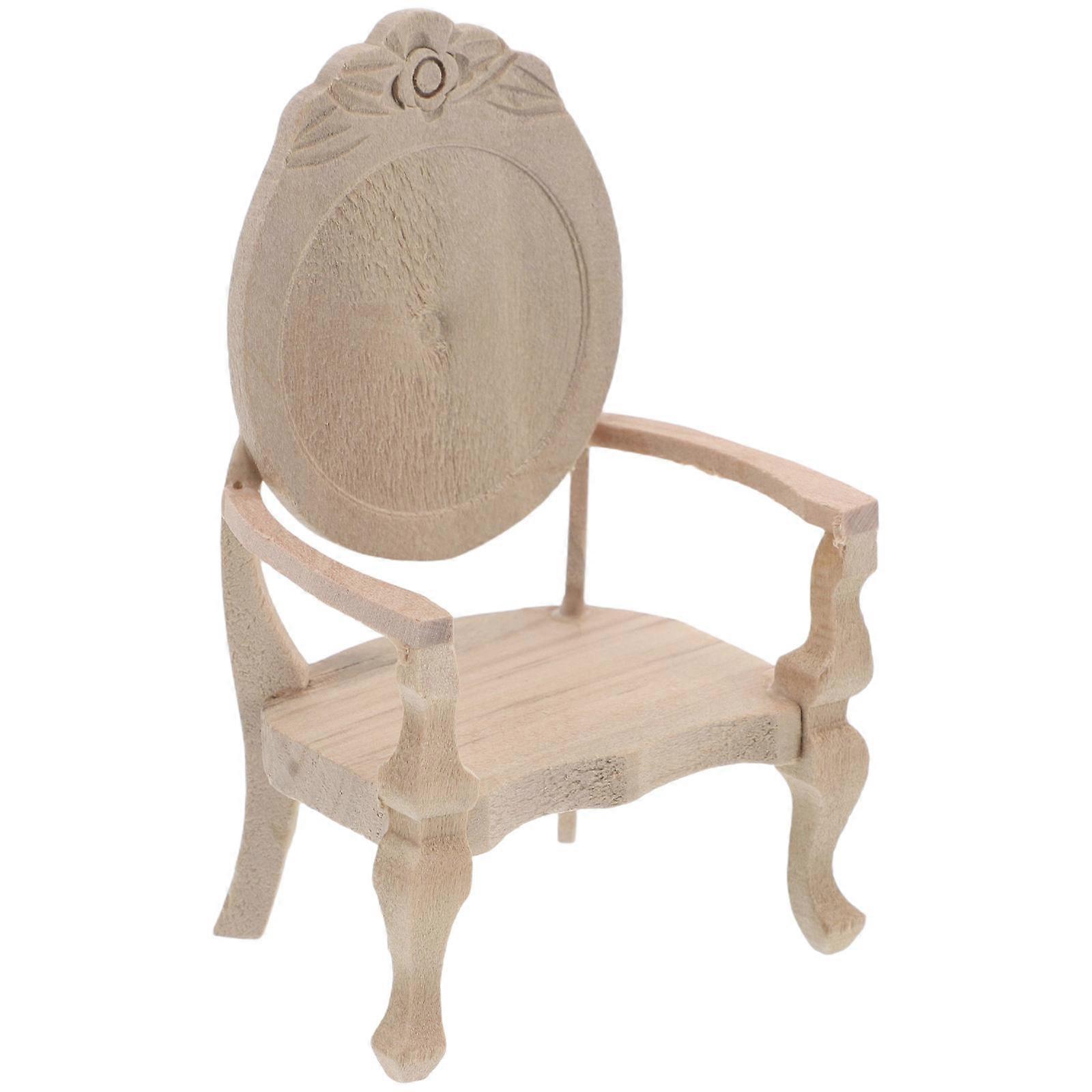 Elegant Beige Mini Chair for Dollhouse Decoration with Realistic Details and Durable Wood Material 1:12 Scale