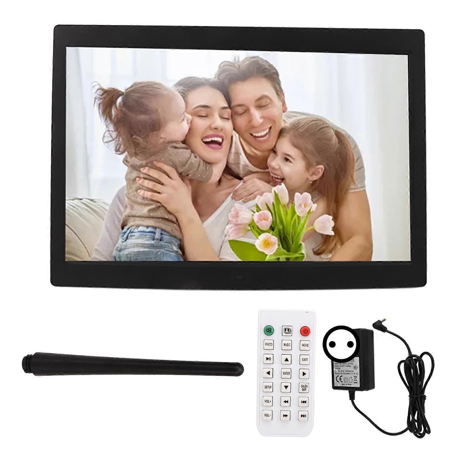 14 Inch Digital Picture Frame HD Multifunction Electronic Photo Album Supporting Video Picture Playback Music Clock Calendar 100‑240V H14D EU Plug
