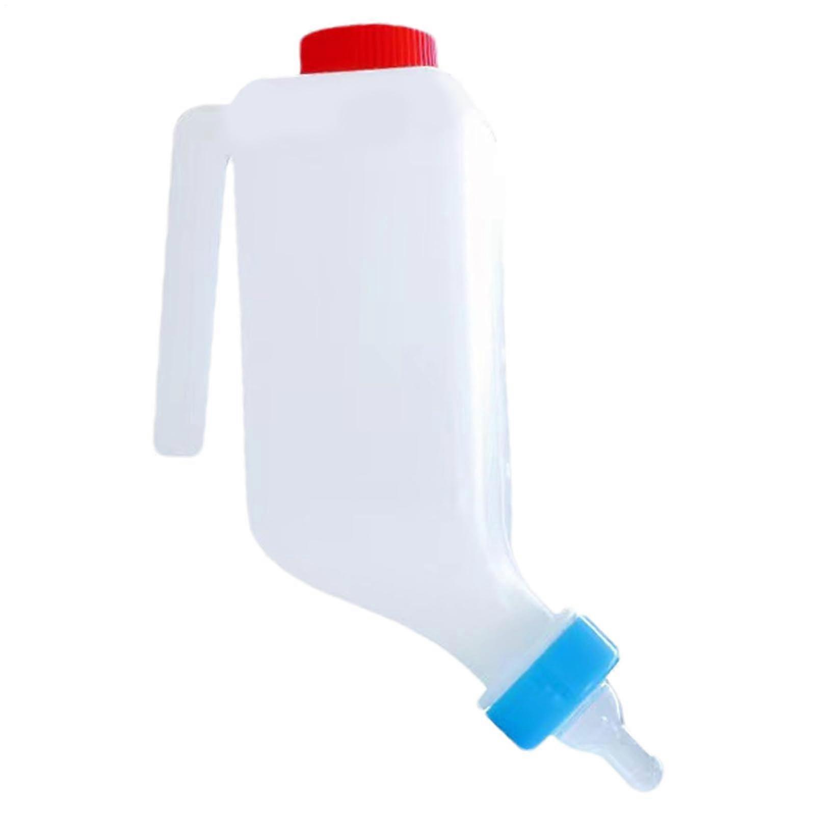 Lambs Hanging Feeding Bottle, Small Animal Milk Station with Soft Nipples, Sturdy Material for Goats and Cows, White