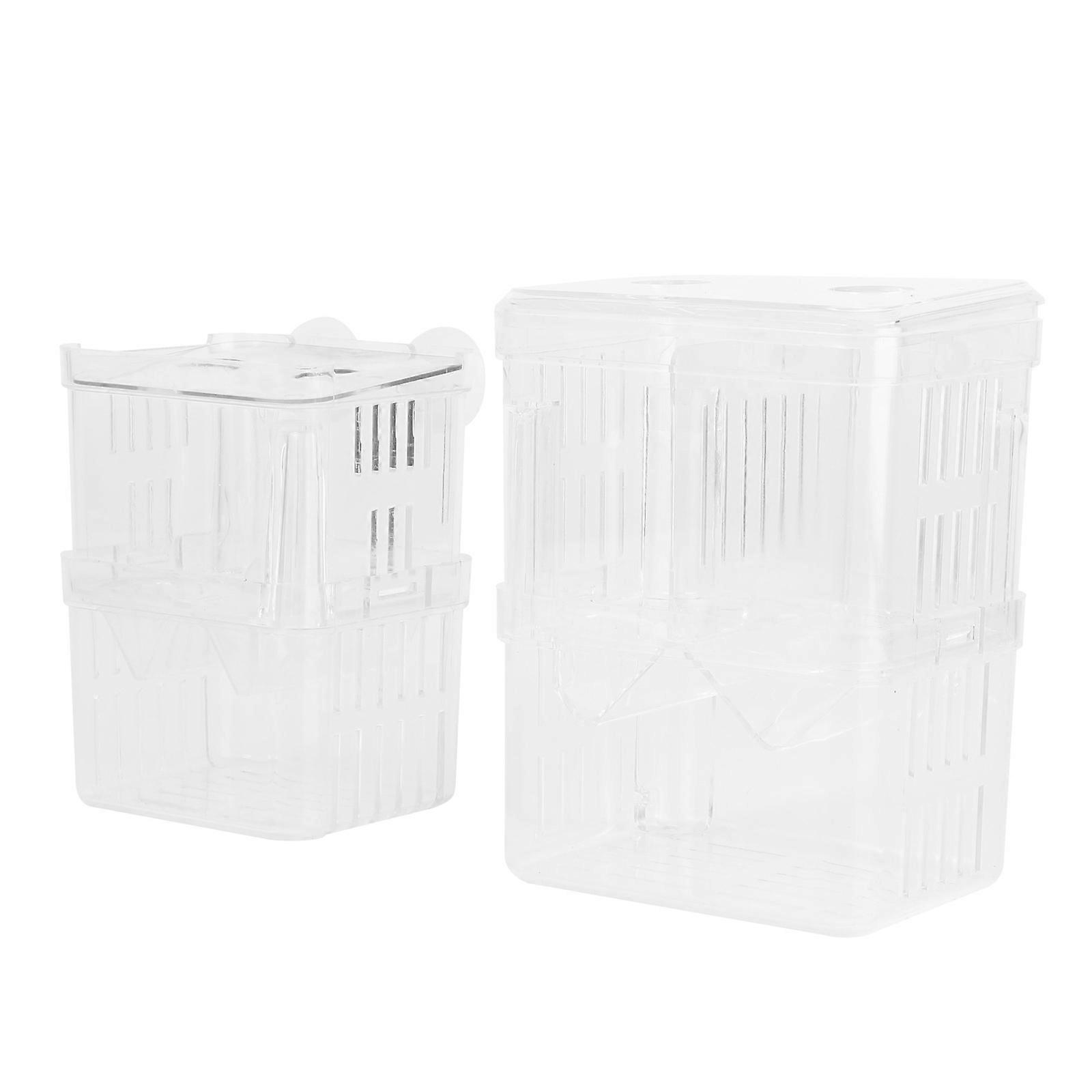Aquarium Breeding Box with Transparent Cover for Home Use Durable Plastic 2layer Fry Hatching Box 2pcs