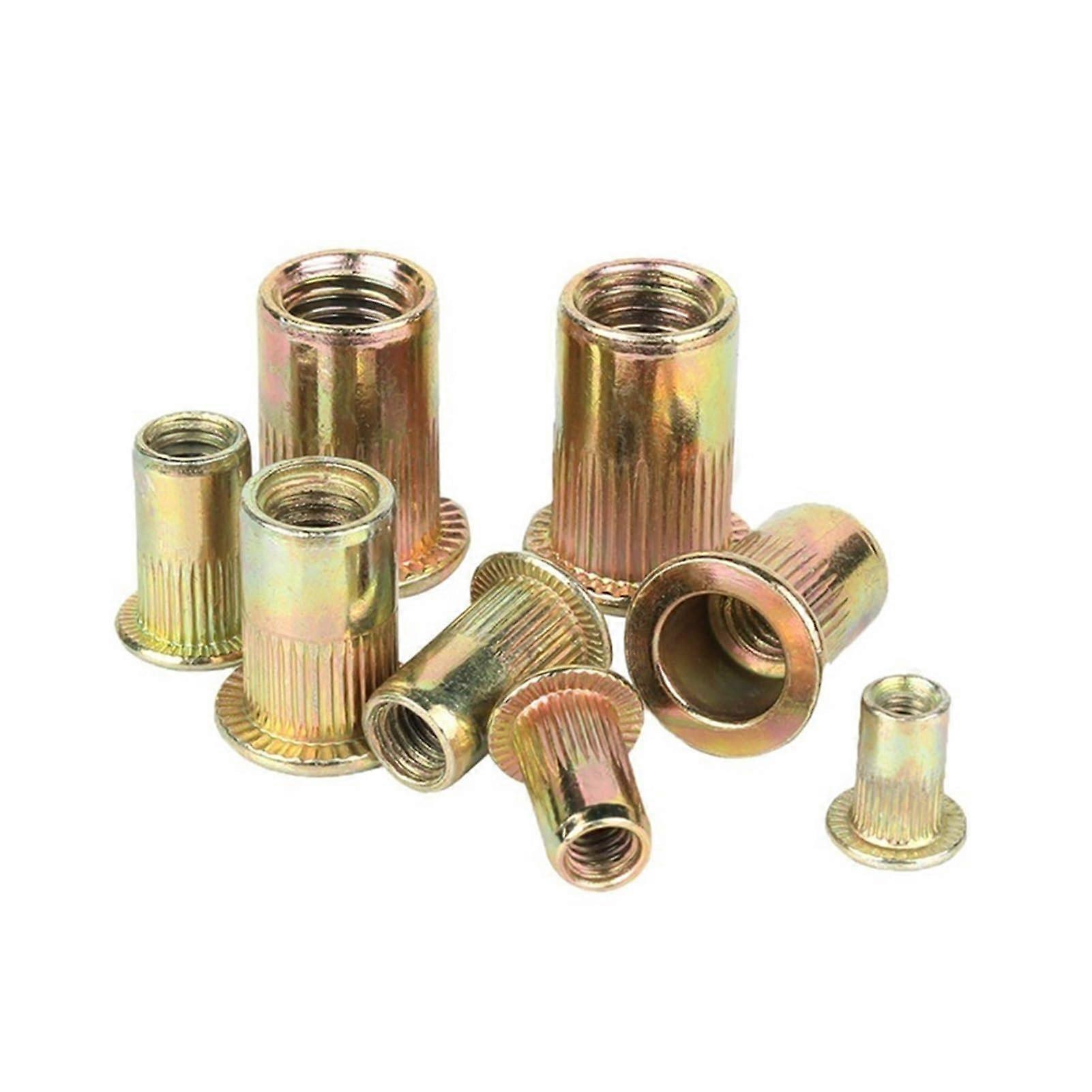 M3 M4 M5 M6 M8 M10 M12 Coloured Galvanised Flat Head Zinc Carbon Steel Rivet Nuts Insert Striped Anchor Caps 10pcs M12