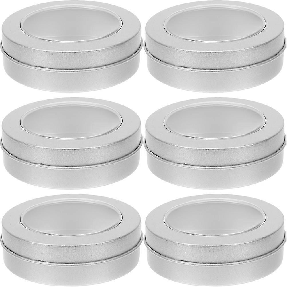DIY Crafts Storage Tins with Lids Small Round Cookie Containers for Anniversary 6Pcs