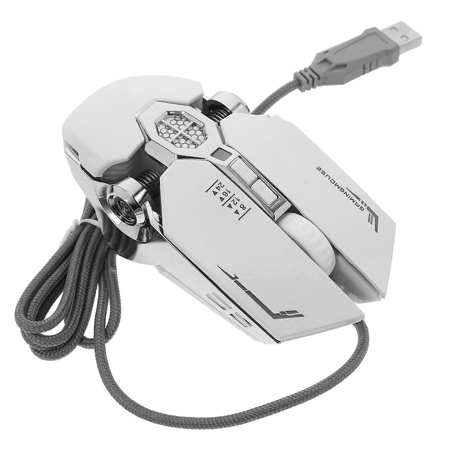 Silver Wired Computer Mouse with RGB Light for Desk Accessories Gaming Gift