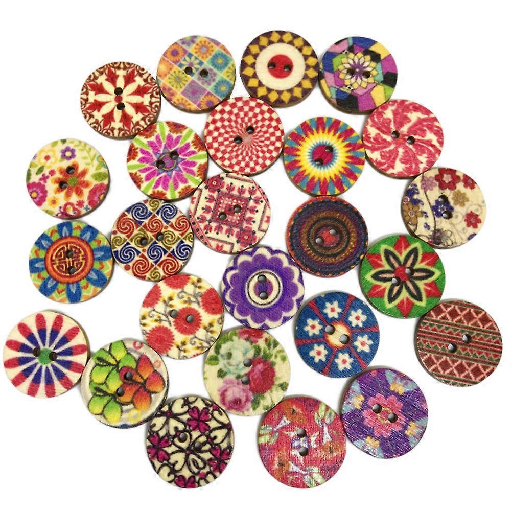 Assorted Color Round Wood Buttons 20*20mm Ideal For Crafting Activities Sewing 100Set