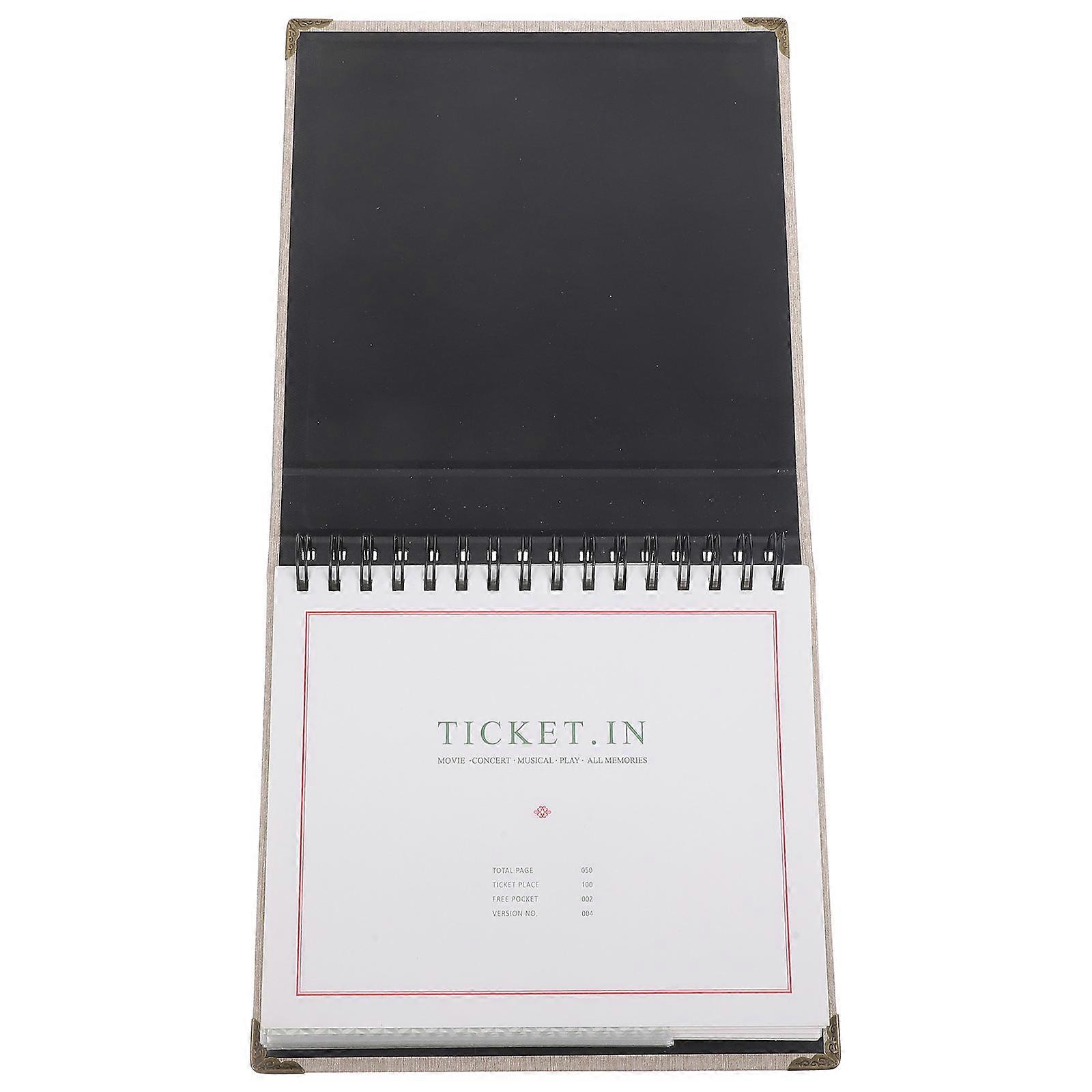 Rectangular Ticket Organizer Album For Concerts Movies Travel 22.50X21.70X3.00CM Grey Durable Storage 1Set