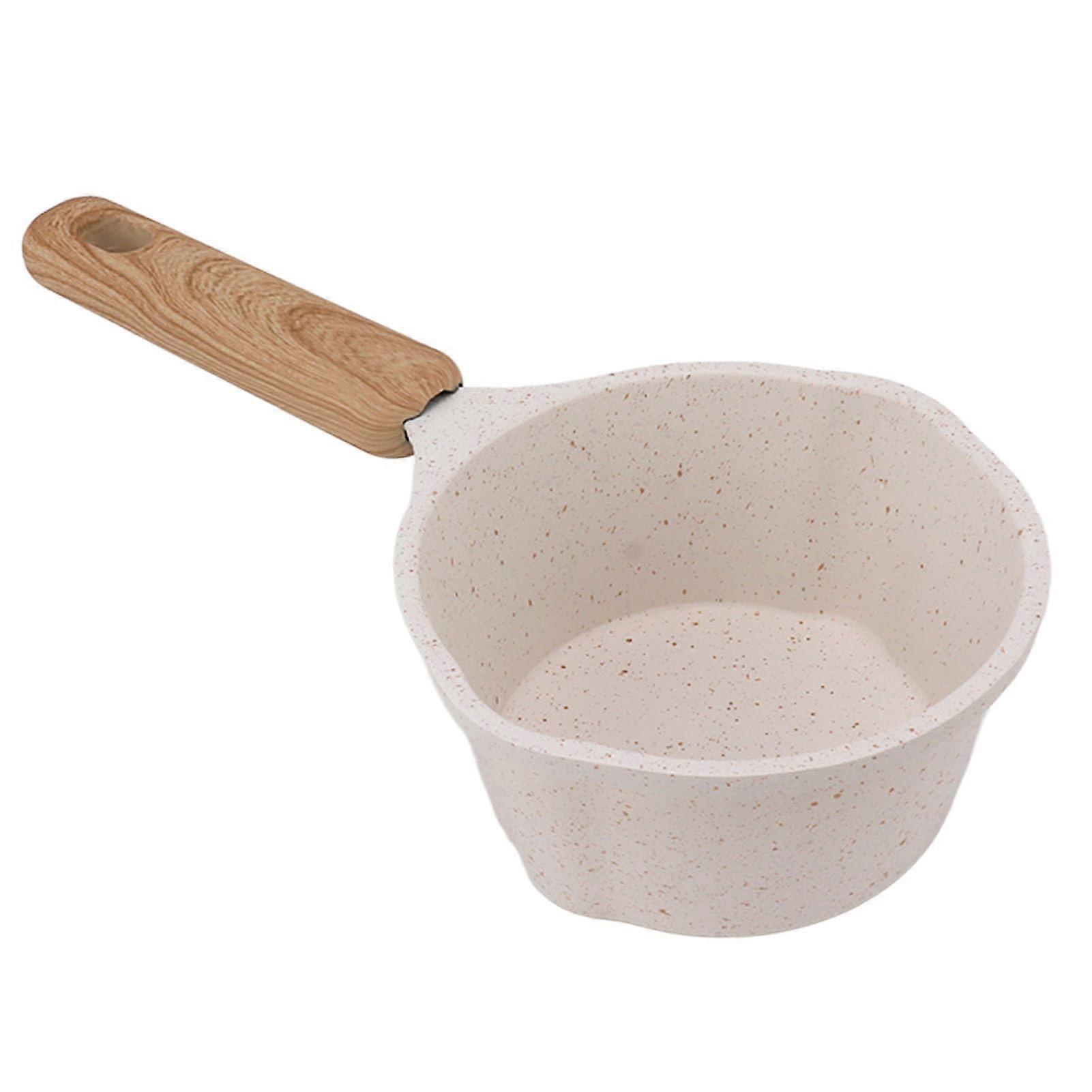 NonStick Small Sauce Pot, Small White Sauce Pot, Milk Pot with Flat Base, Multifunctional Cooking Pot for Roasting