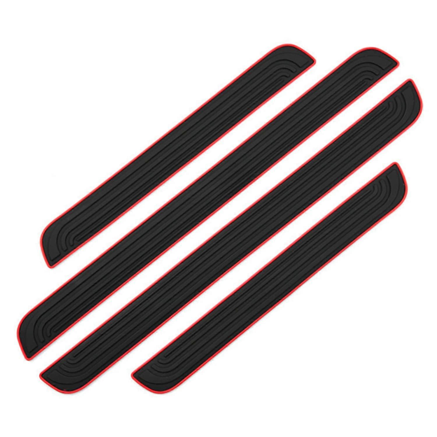 Set of 4 Door Sill Cover Protectors Soft Rubber Anti-Scratch Car Accessories for Universal Fit Vehicle Pedals