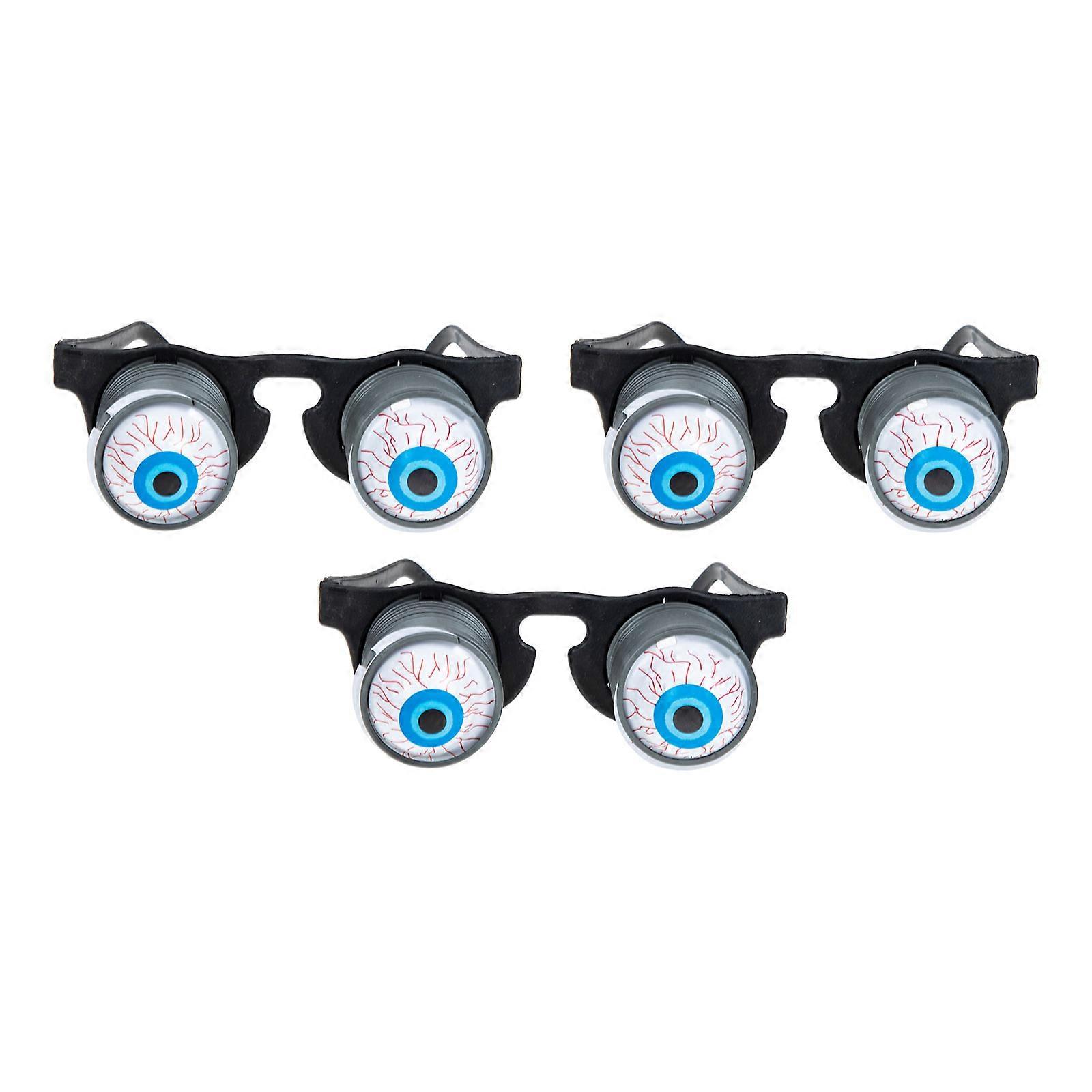 Bouncy Eyeball Glasses for Scary Party Decor with Premium Plastic Material 3 Pcs Black