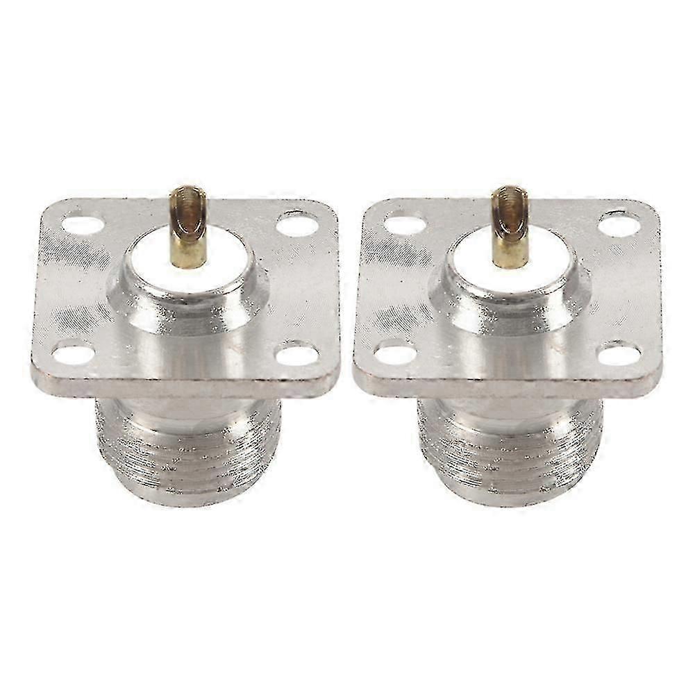 Connettore coassiale RF femmina tipo N 2X, montaggio a pannello a 4 fori con tazza di saldatura, argento