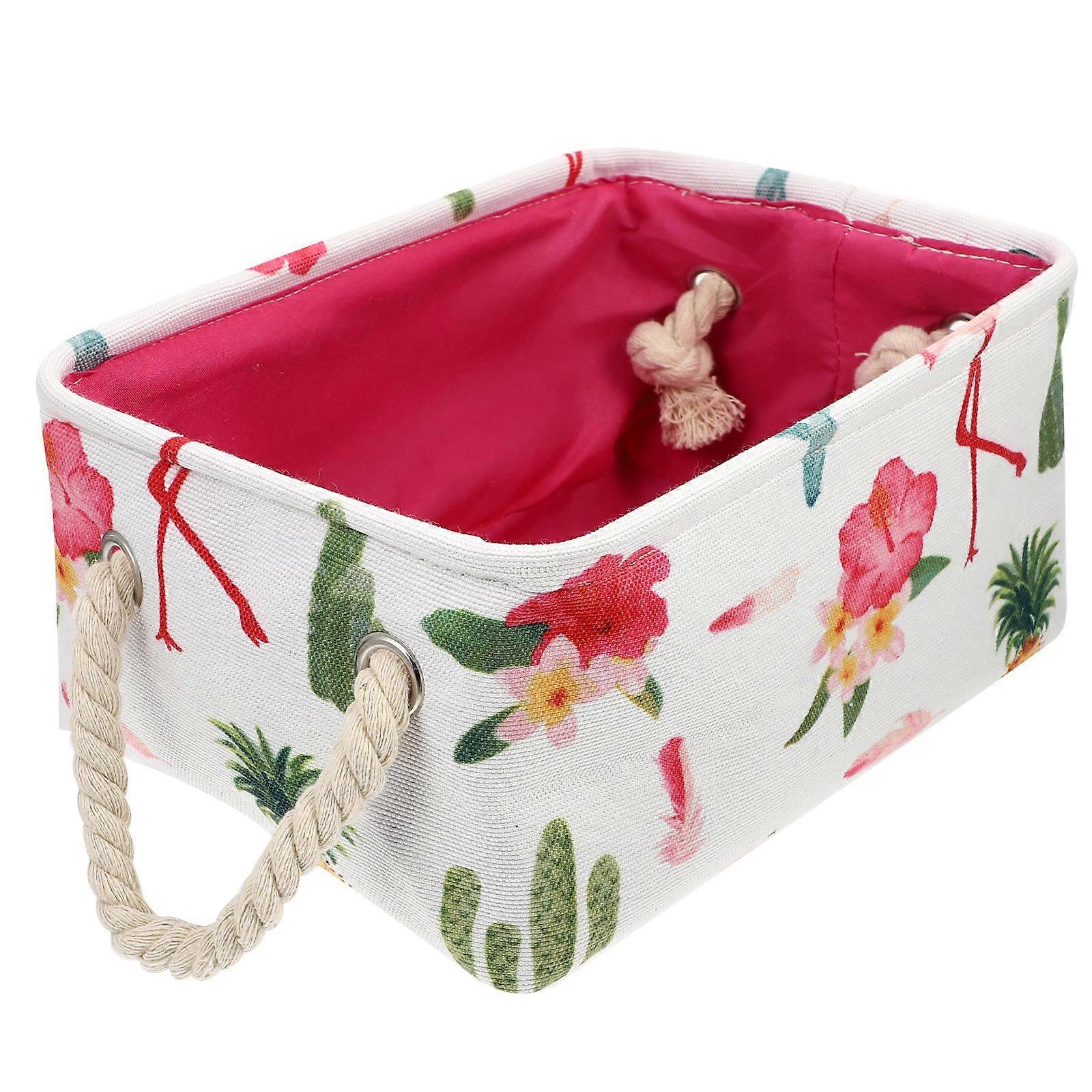 Multi Color Cloth Storage Basket With Handle Perfect For Nursery Toys Organization 1Pack