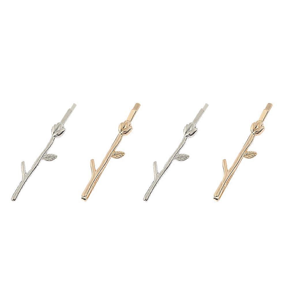 קליפים לשיער נגד חלודה 4 יחידות אביזרי שיער בצורת ענף וינטג' לילדות עיצוב אלגנטי עמיד לאירועי חג