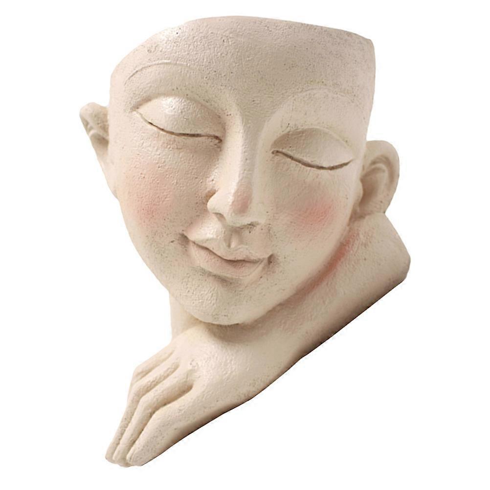 Face Succulent Pots Artistic Resin Planter Ideal For Outdoor Use With Flat Bottom Stability 1Pack