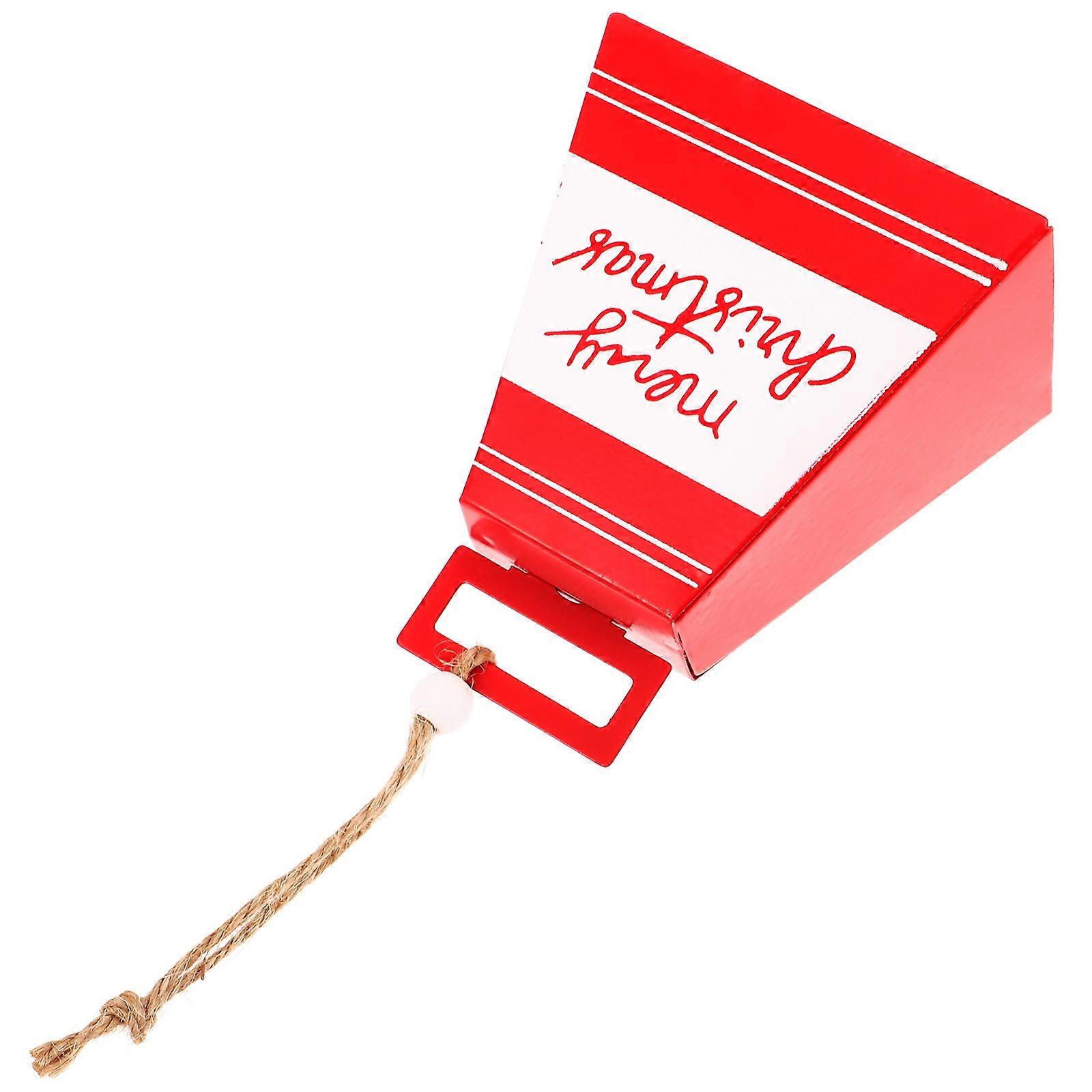 Red Metal Crafts Bell for Decoration Unique Square Hanging Ornament Perfect for Christmas Tree 2.5 inches