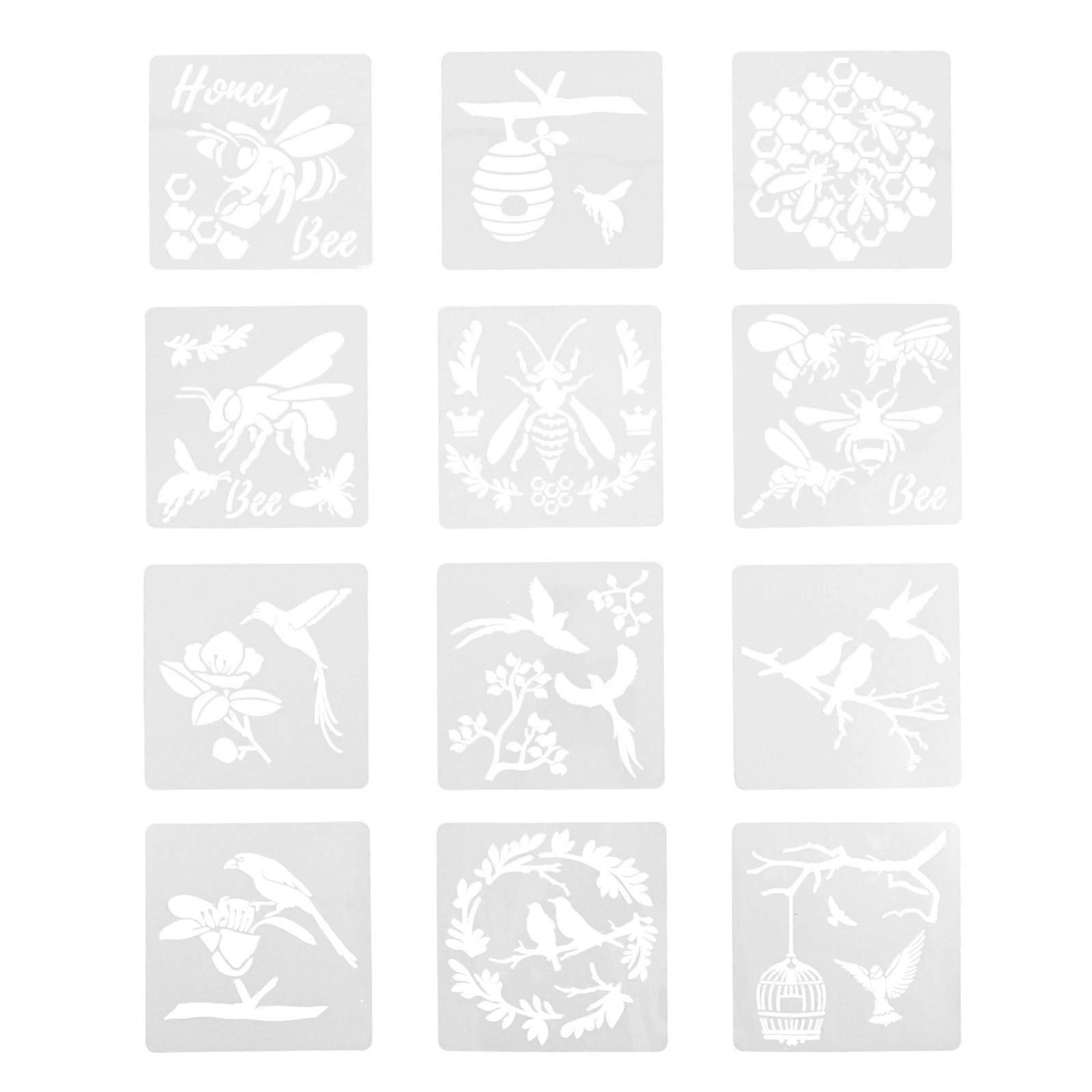 Crafts Stencil Sheets 12 Sheets Square Design For Students 20cm X 20cm Art Creation