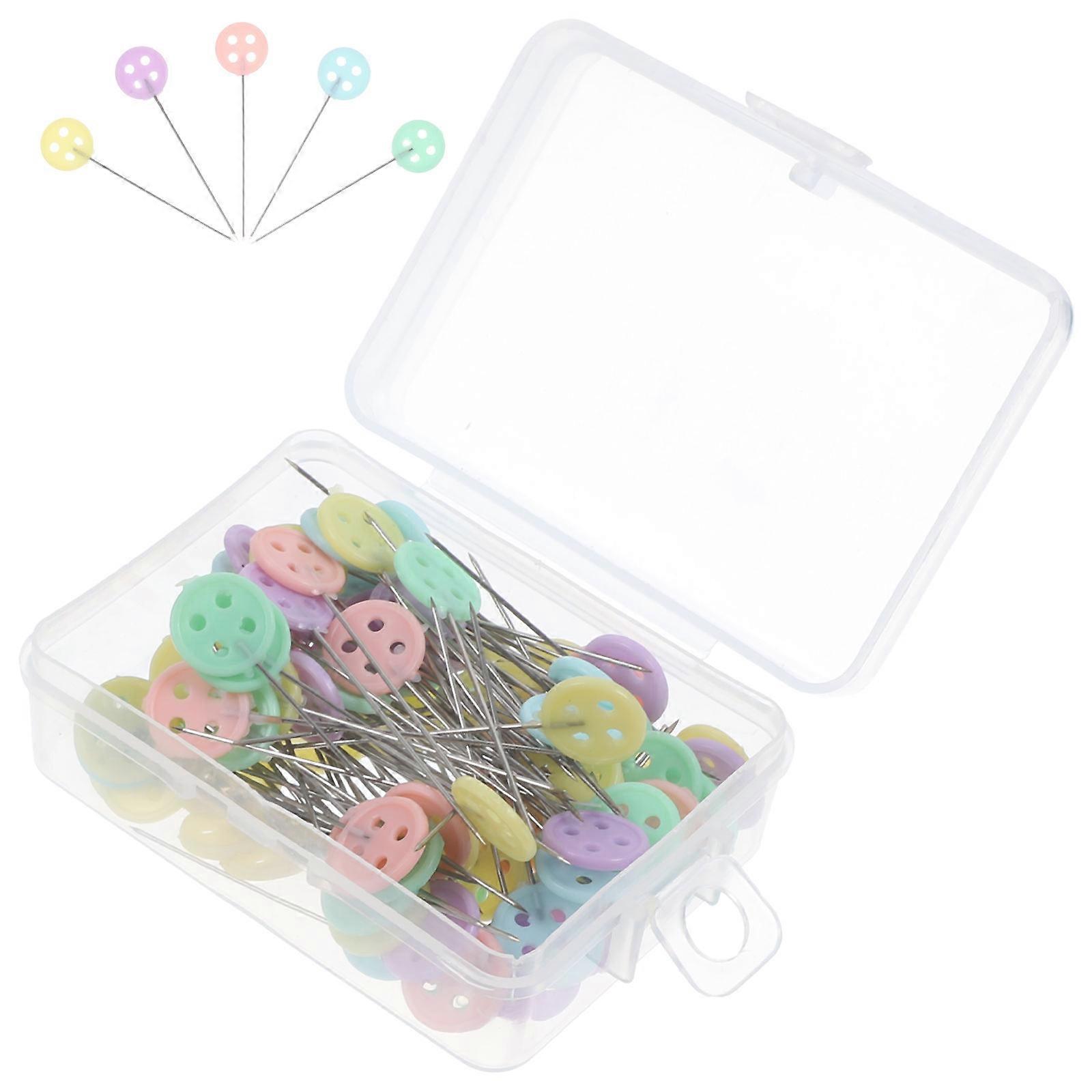 Sewing Supplies 100Pcs Button Shape Positioning Needles For Dress Making Crafts Assorted Color Ideal For Quilting Projects