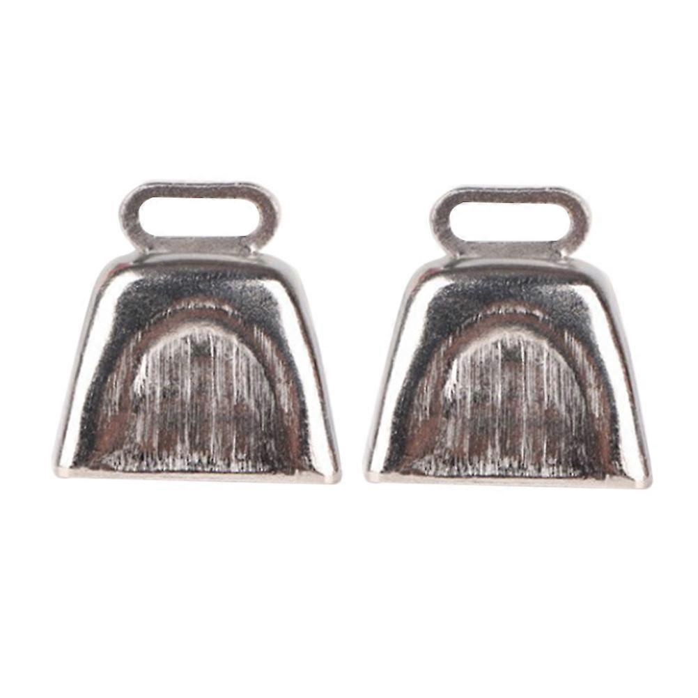8PC Cowbells Noisemaker Square Shape Calling Bell with Handle for Outdoor Football Game Wedding Birthday Party Use Silver