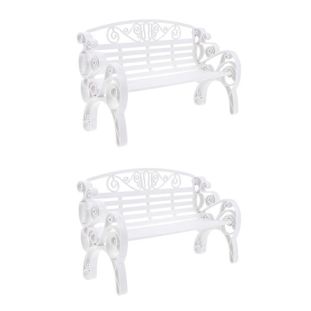 Dollhouse Furniture Mini Bench For Photography Prop With Bench Shape And Decorative Function 2Pcs