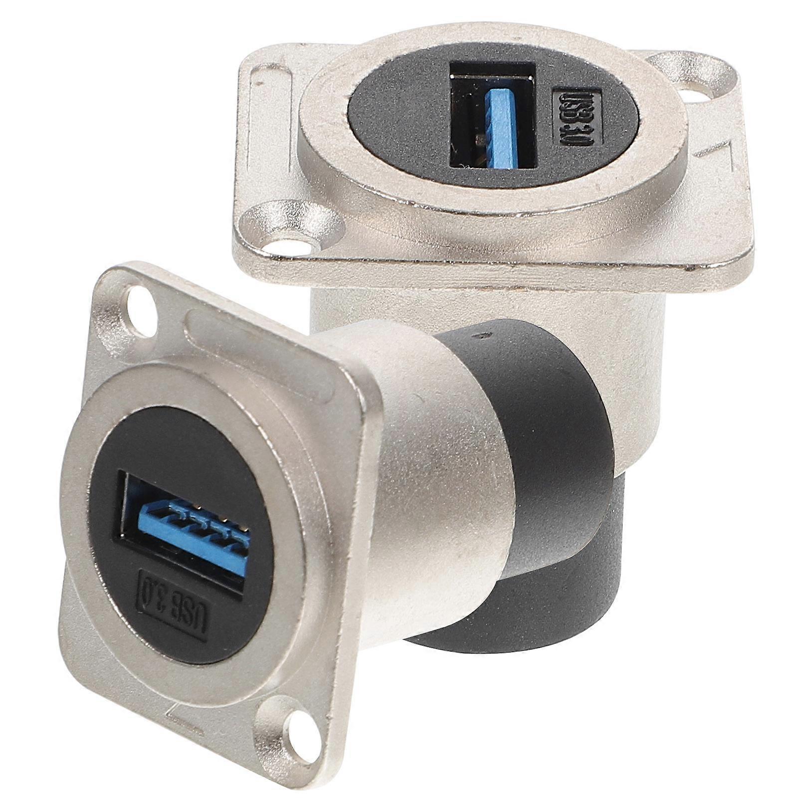 2pcs USB Panel Mount Coupler Female to Female Adapter with Protection Flush Mount Design for Industrial Panels USB Extension Interface