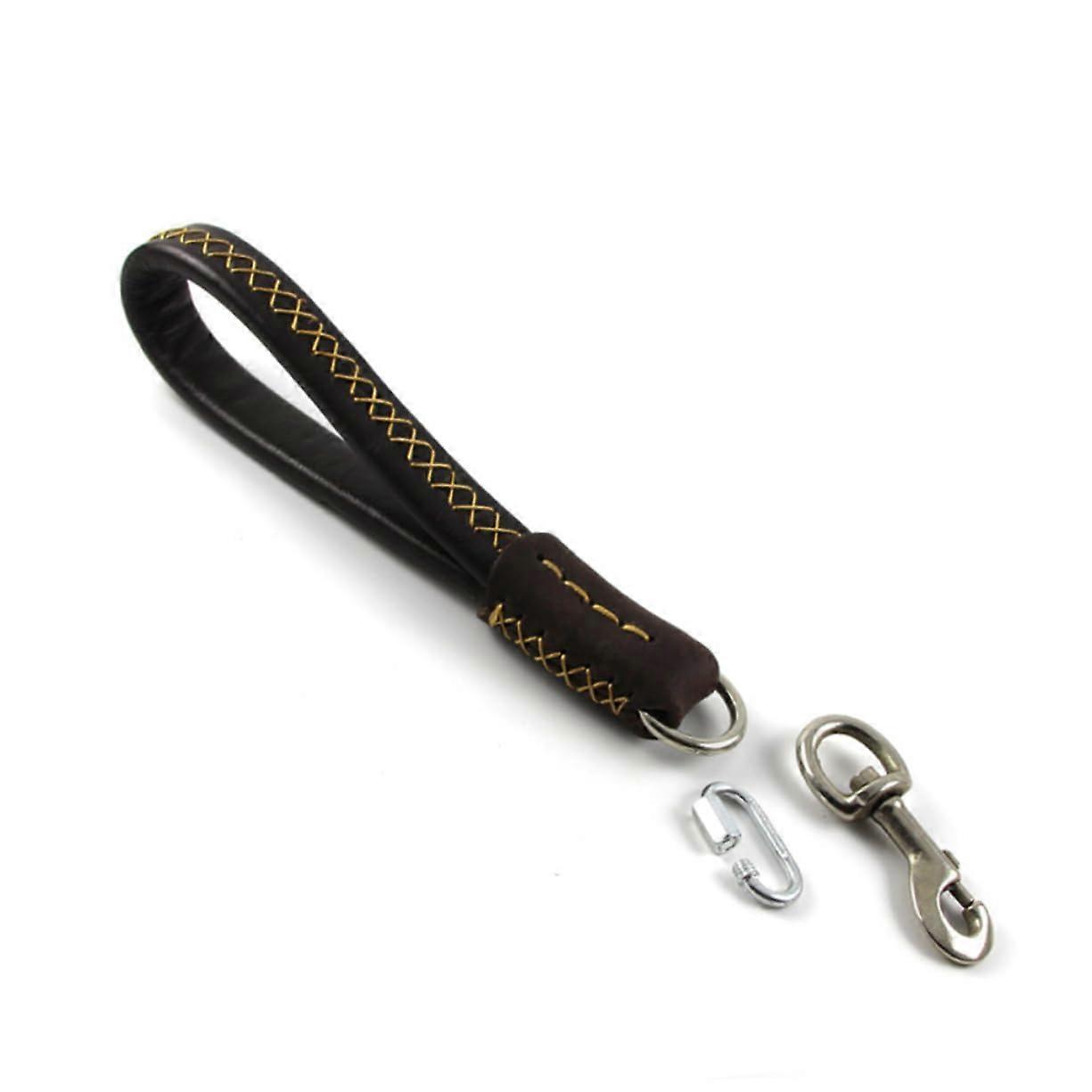 Super Short Dog Leash Durable Cowhide Pull Leash for Small and Large Dogs Training Brown PU Materials