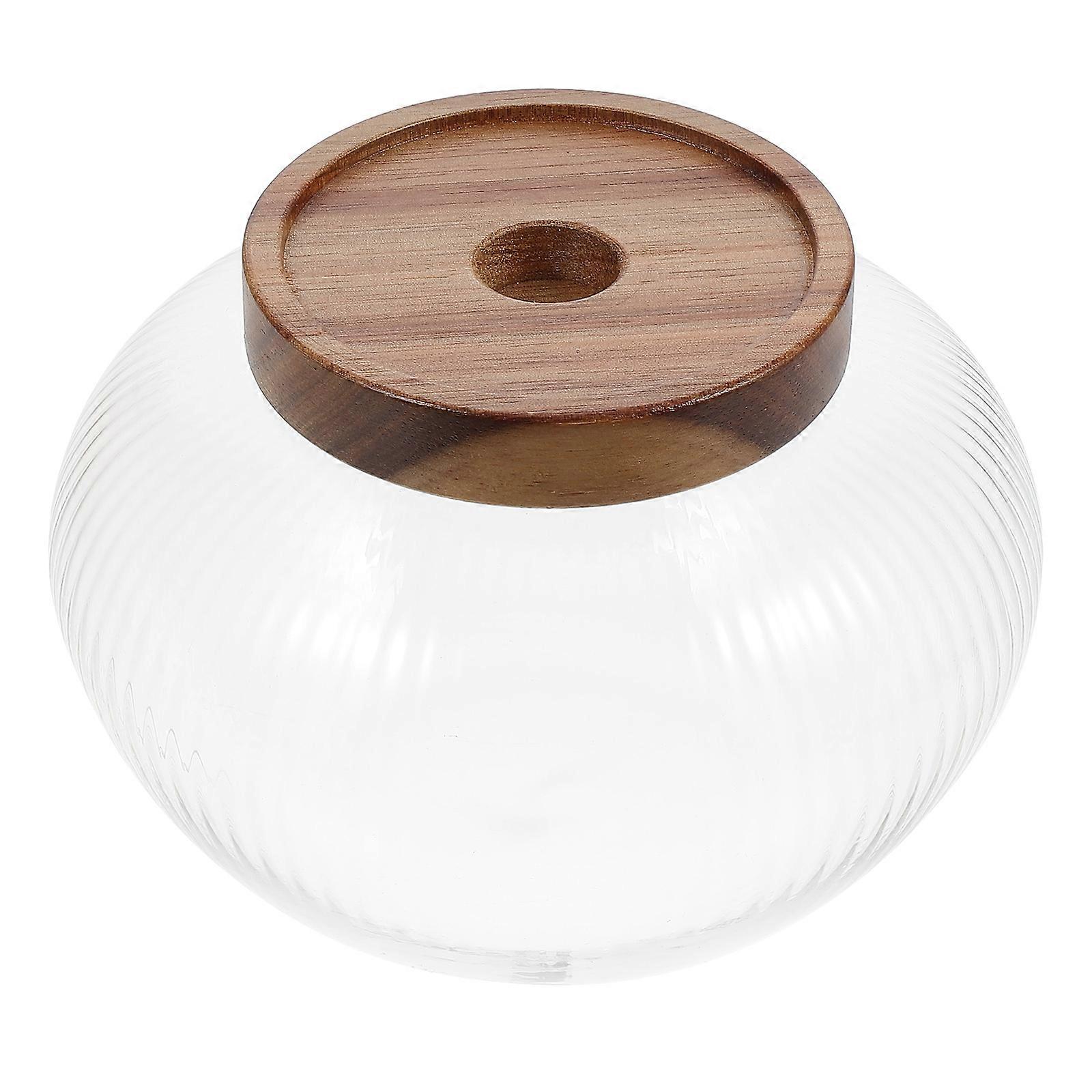 Airtight High Borosilicate Glass Storage Jar with Acacia Wood Lid for Tea, Nuts, Grains, Coffee, and Snacks – Easy Access Canister for Home Use