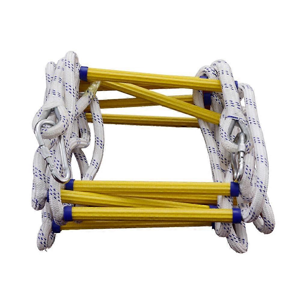 Emergency Fire Escape Ladder Soft Rope to Deploy W/ Hooks for Climbing