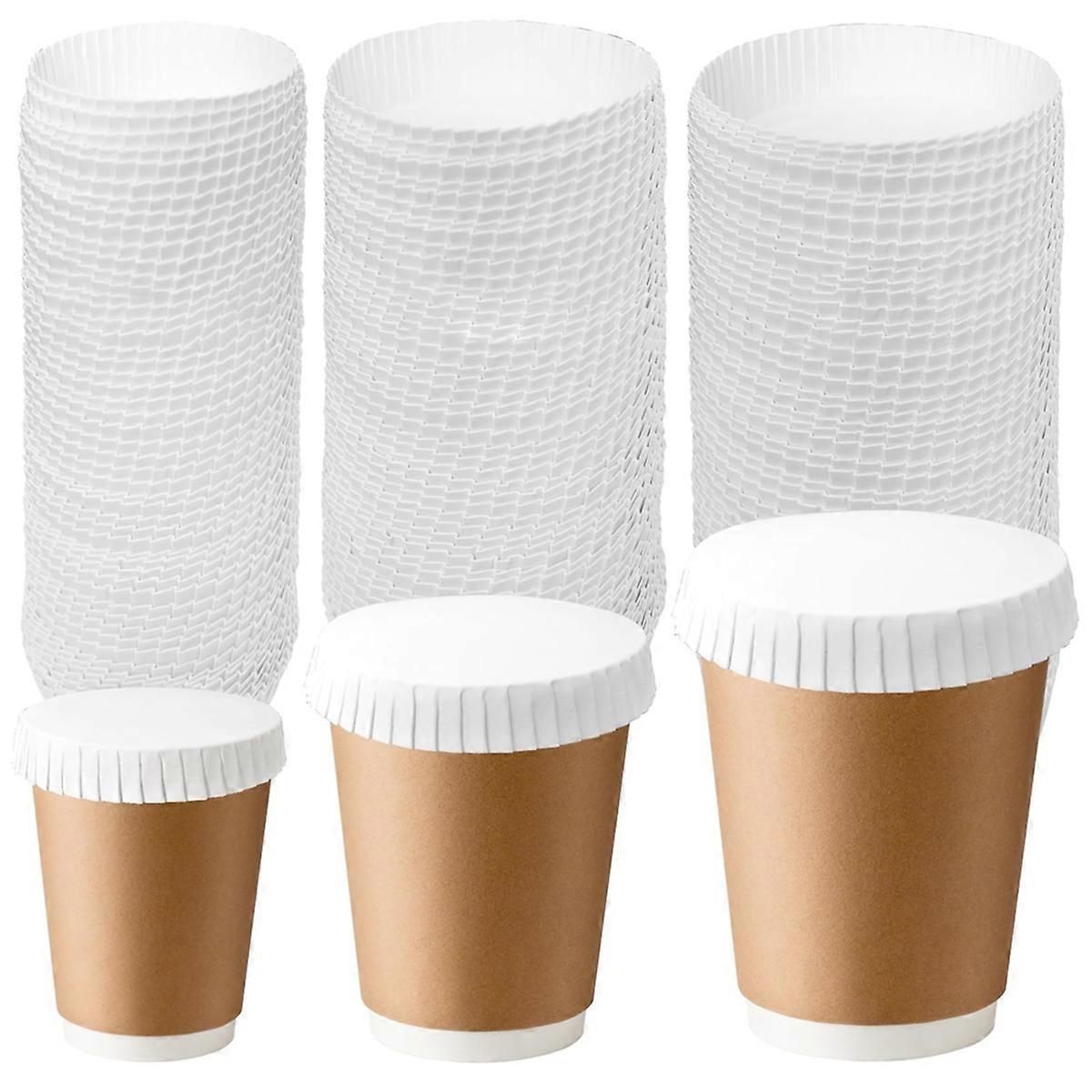 150 Pack Disposable Paper Cup Covers - 3 Sizes 60/75/90mm for Small/Medium/Large Cups, Coffee Lids for Hot/Cold Drinks