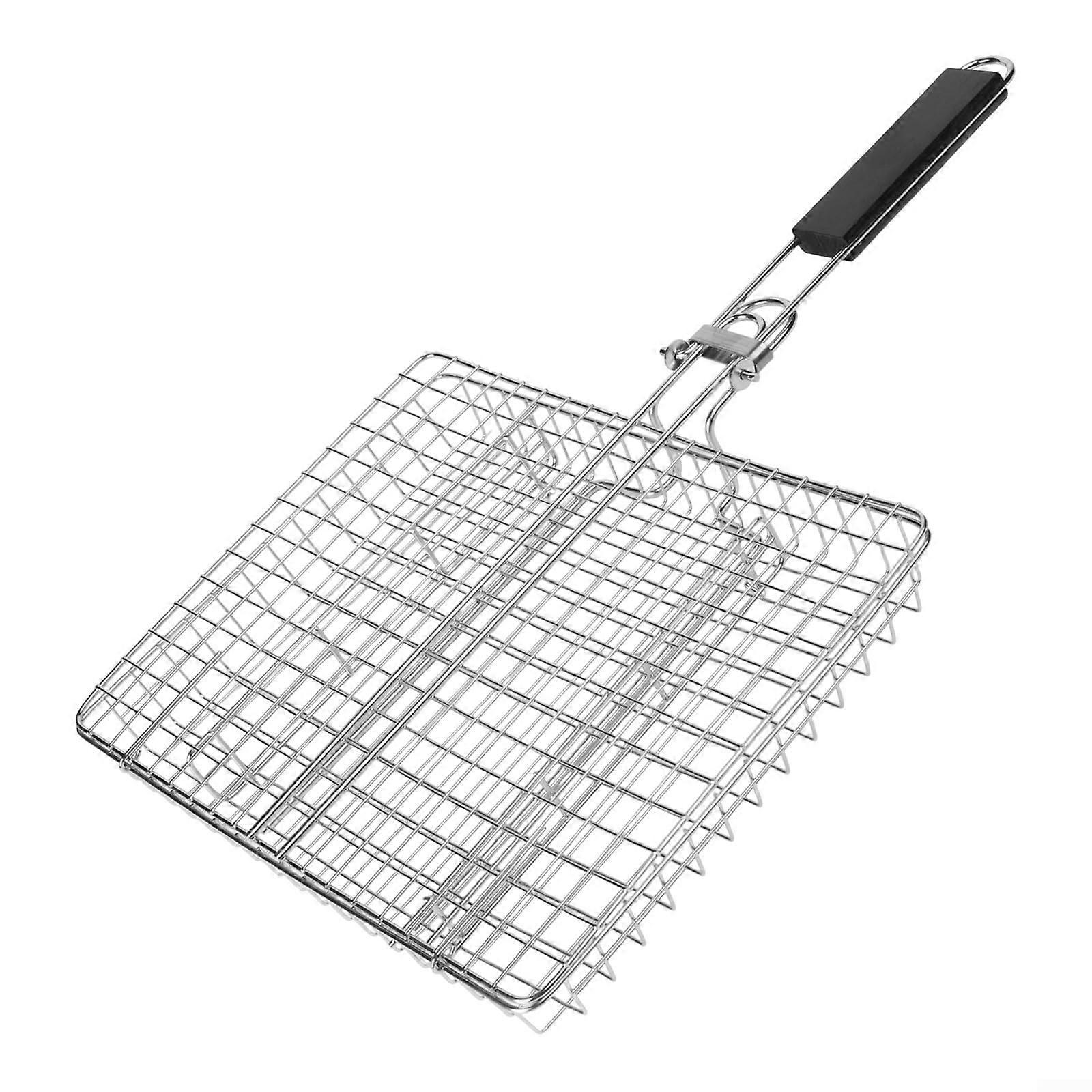 Stainless Steel Barbecue Mesh Grill Mat with Secure Handle for Safe Cooking, 15x12 Inch Non-Stick Cooking Surface