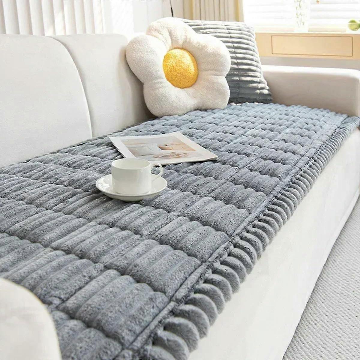 Corduroy Sofa Cushion Non-Slip 70x70cm Light Gray For Living Room Backrest And Armrest Cover 1 Pc