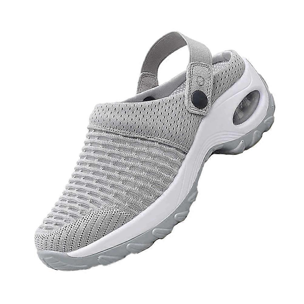 Elastic Open-Toe Mesh Cloth Sandals Shoes Daily Use Grey Pu Eva Material for Comfort 1 Pair