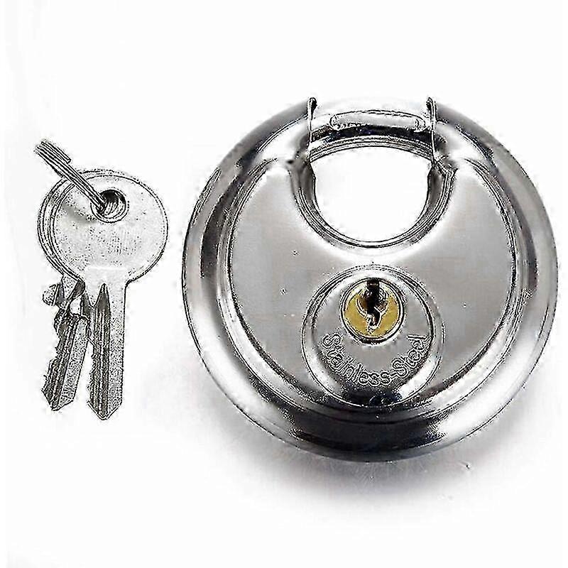 Cadenas à disque en acier inoxydable 70 mm pour portes d’entrepôt avec 2 clés - Solution de verrouillage sûre et durable