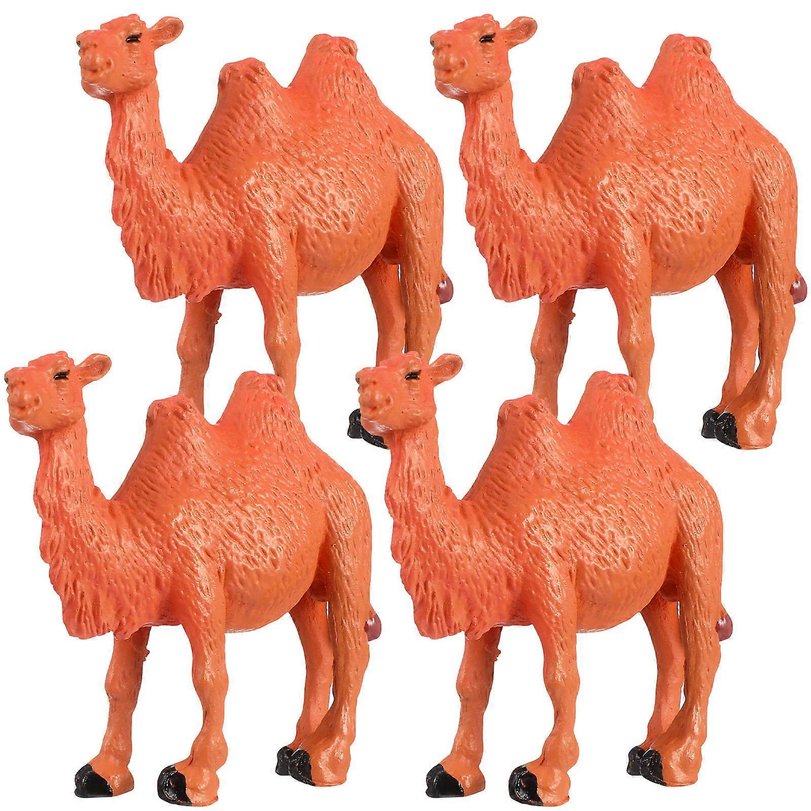 Realistic Camel Figurines Made of Safe PVC for Decoration 4 Pcs Miniature Models Light Brown