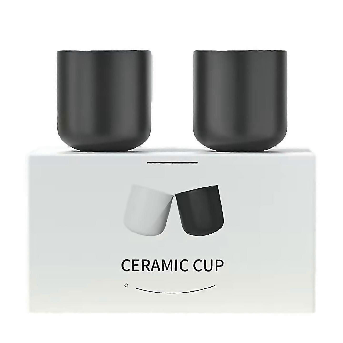 For 2pcs Ceramic Coffee Cup Setespresso Latte Milk Cold Brewblack