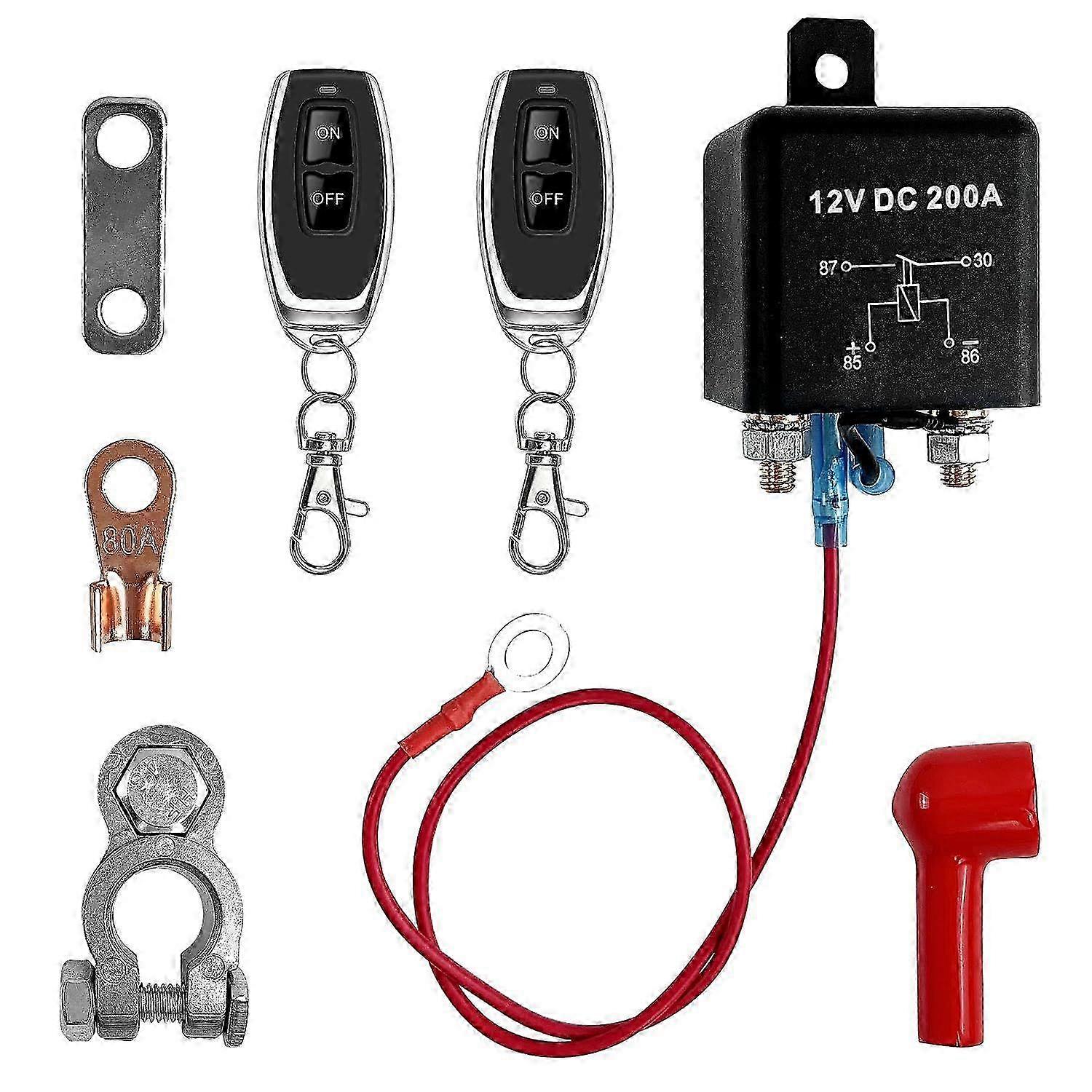 12V Battery Disconnect Switch, DC12V 200A Remote Battery Disconnect Switch, with Remote Control, Battery Disconnect Switch for Car Boat