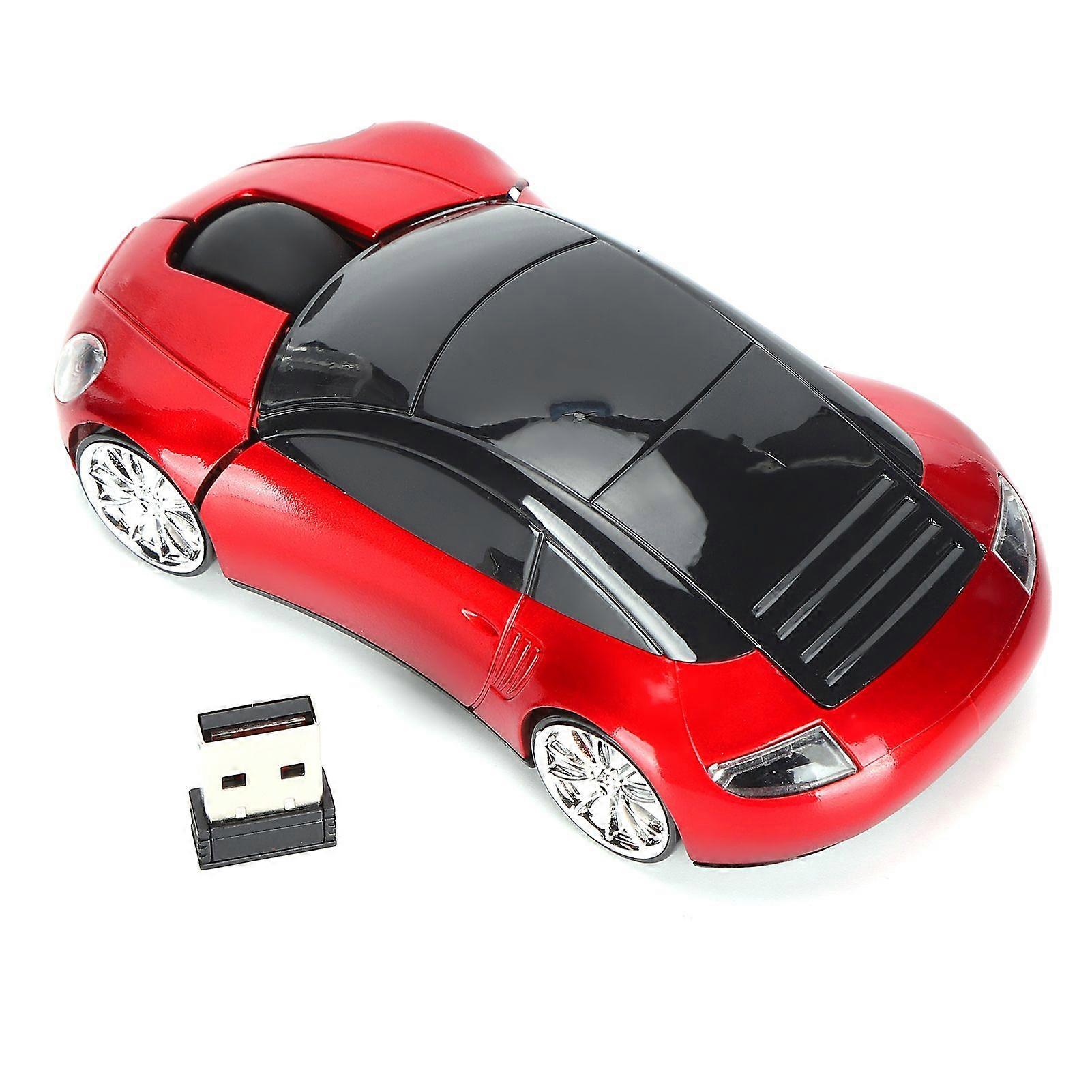 Laptop Mouse Smart CarShaped Portable 2.4G Cordless Mouse with USB Receiver for Office Laptop Computer Tablet(Red )