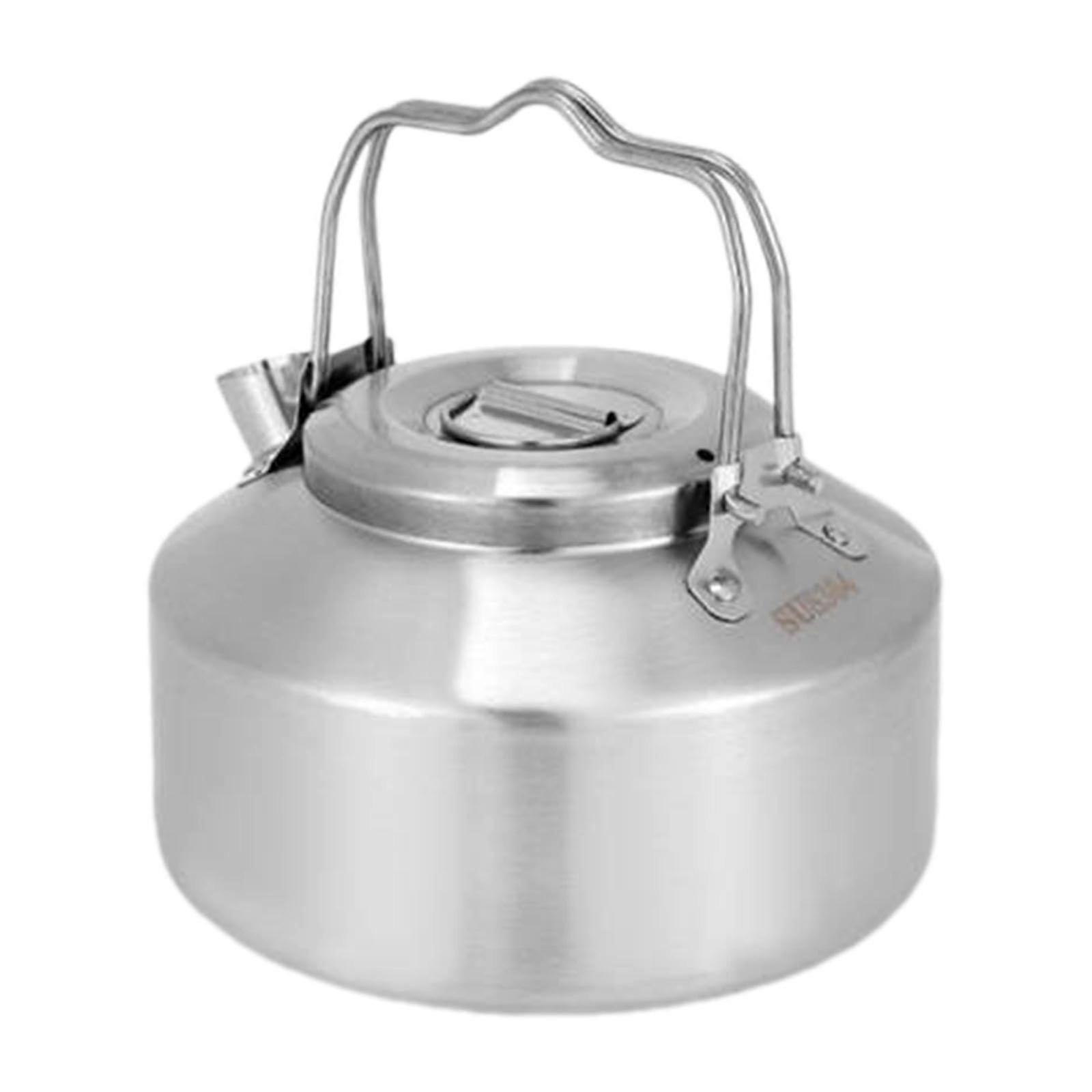 Camping Hot Water Kettle 1300ml with Double Anti-Scald Handle for Campfire, Compact Tea and Coffee Pot