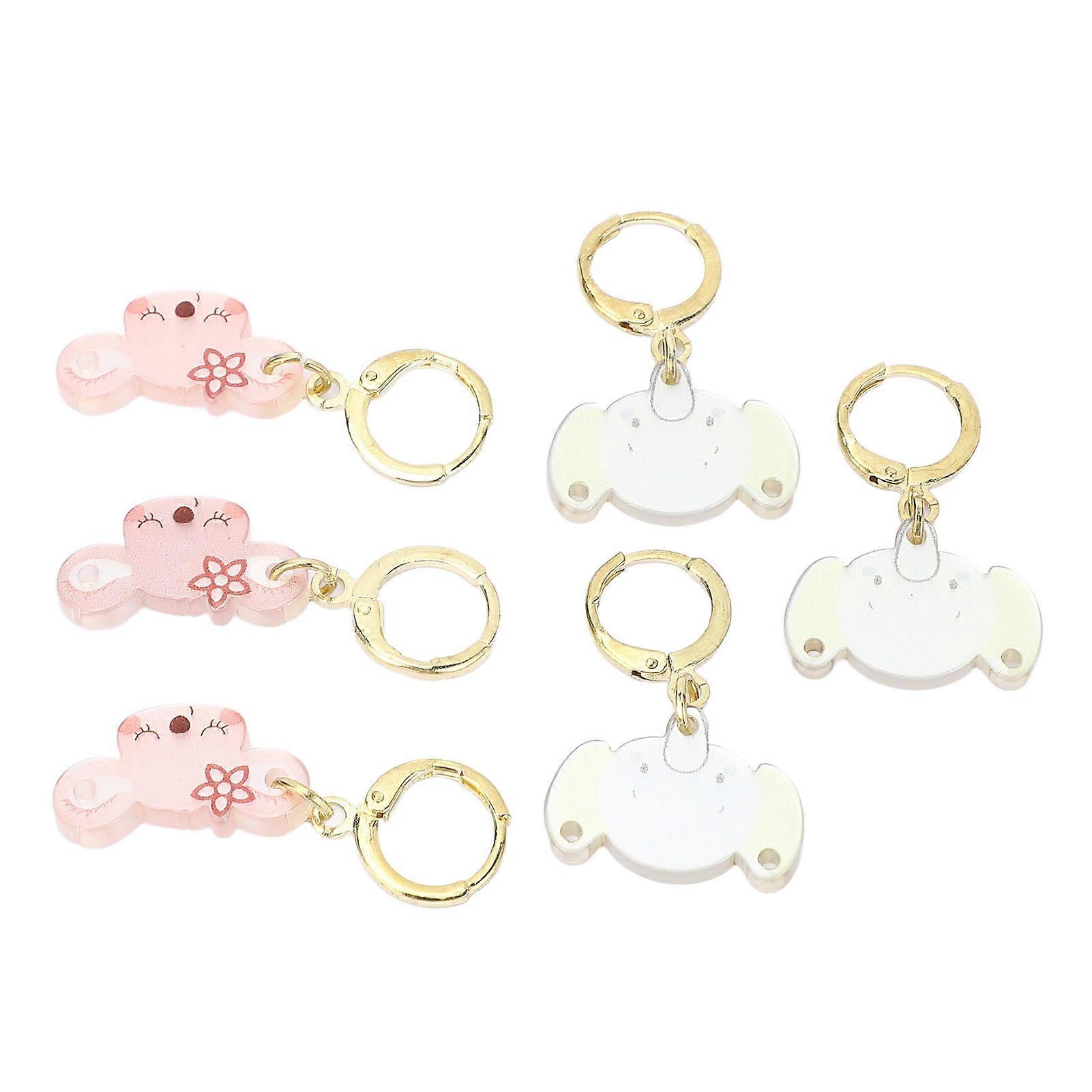 6Pcs Plastic Locking Knit Markers with Cute Animal Patterns