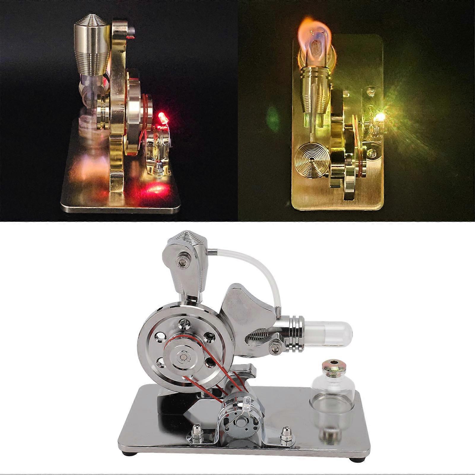 Stirling Engine Model with Colorful LED Silver Educational Toy