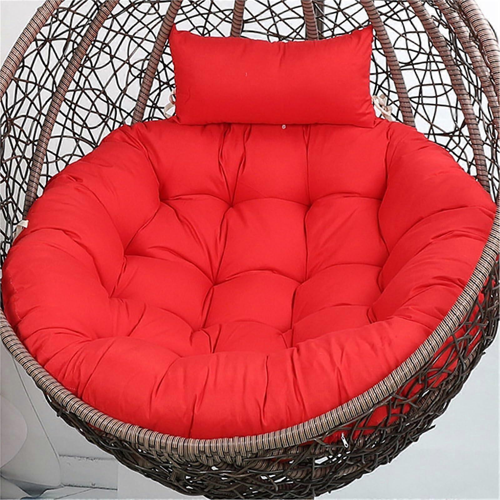Waterproof Wicker Egg Chair Replacement Cushion Thickened Hammock Swing, Washable Hanging Basket Chair Pads 90cm Red
