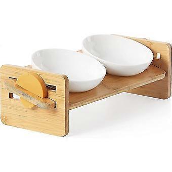 Ceramic cat bowl set, 15-degree tilt, easy-to-clean food-grade material