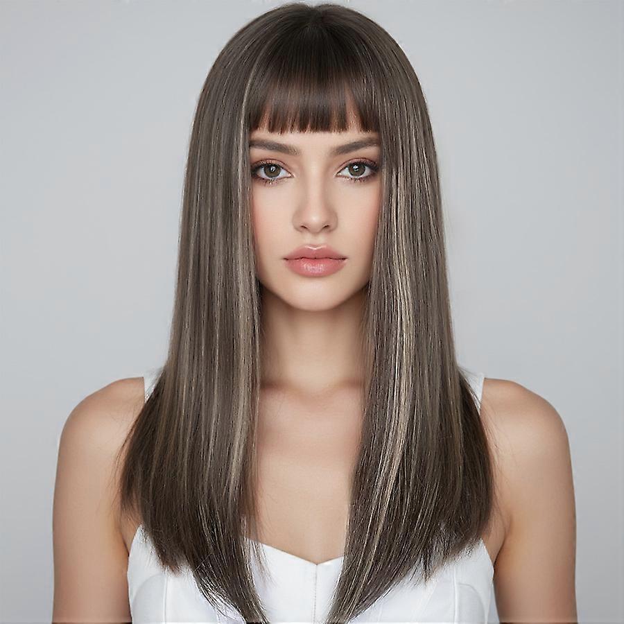 Mixed Brown Straight Machine Made Heat-Resistant Glueless Wear and Go Wig - Natural Look for Daily Wear